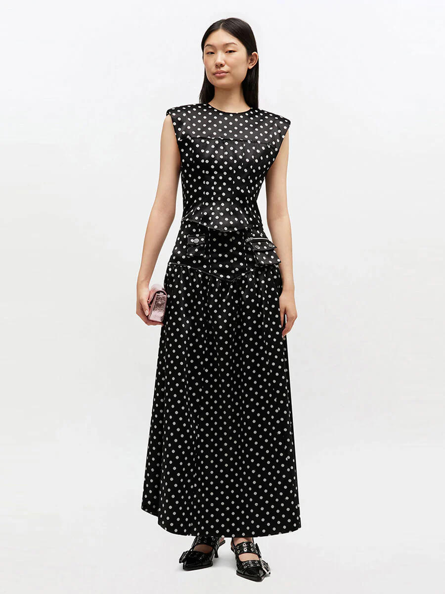 Ganni Polka Dot Satin Corset Top - Image 4