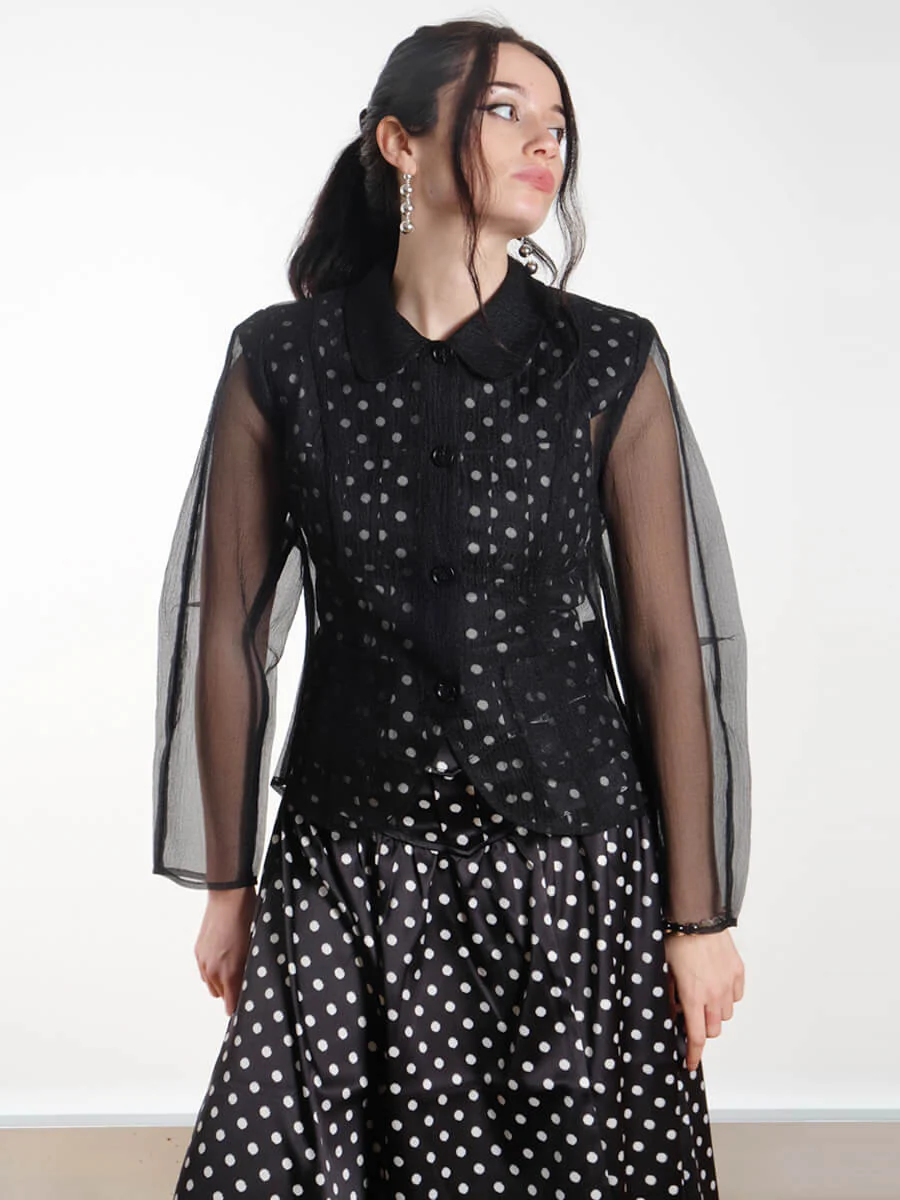 Ganni Polka Dot Satin Corset Top - Image 5