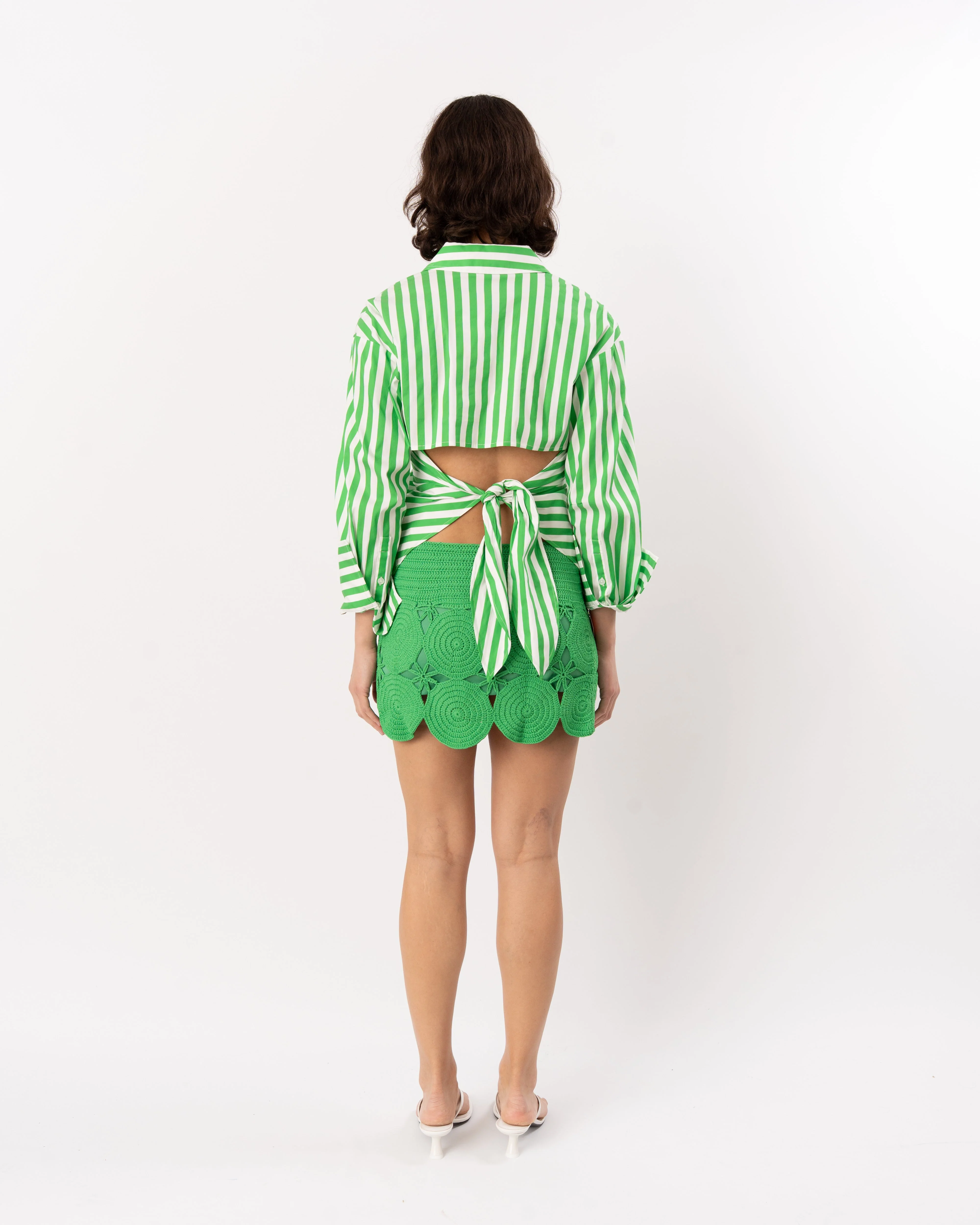 Simon Miller Loch Poplin Button-Up Shirt - Grass Green/Macadamia - Image 7