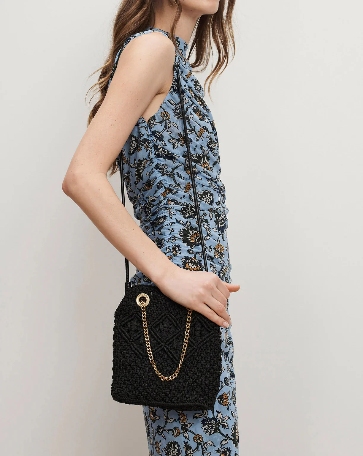 Veronica Beard Small Macramé Slouch Bag - Black - Image 6