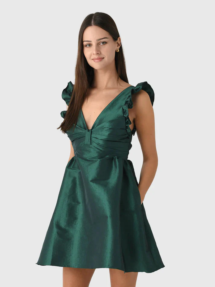 Kika Vargas Lily Dress - Pine Taffeta - Image 2