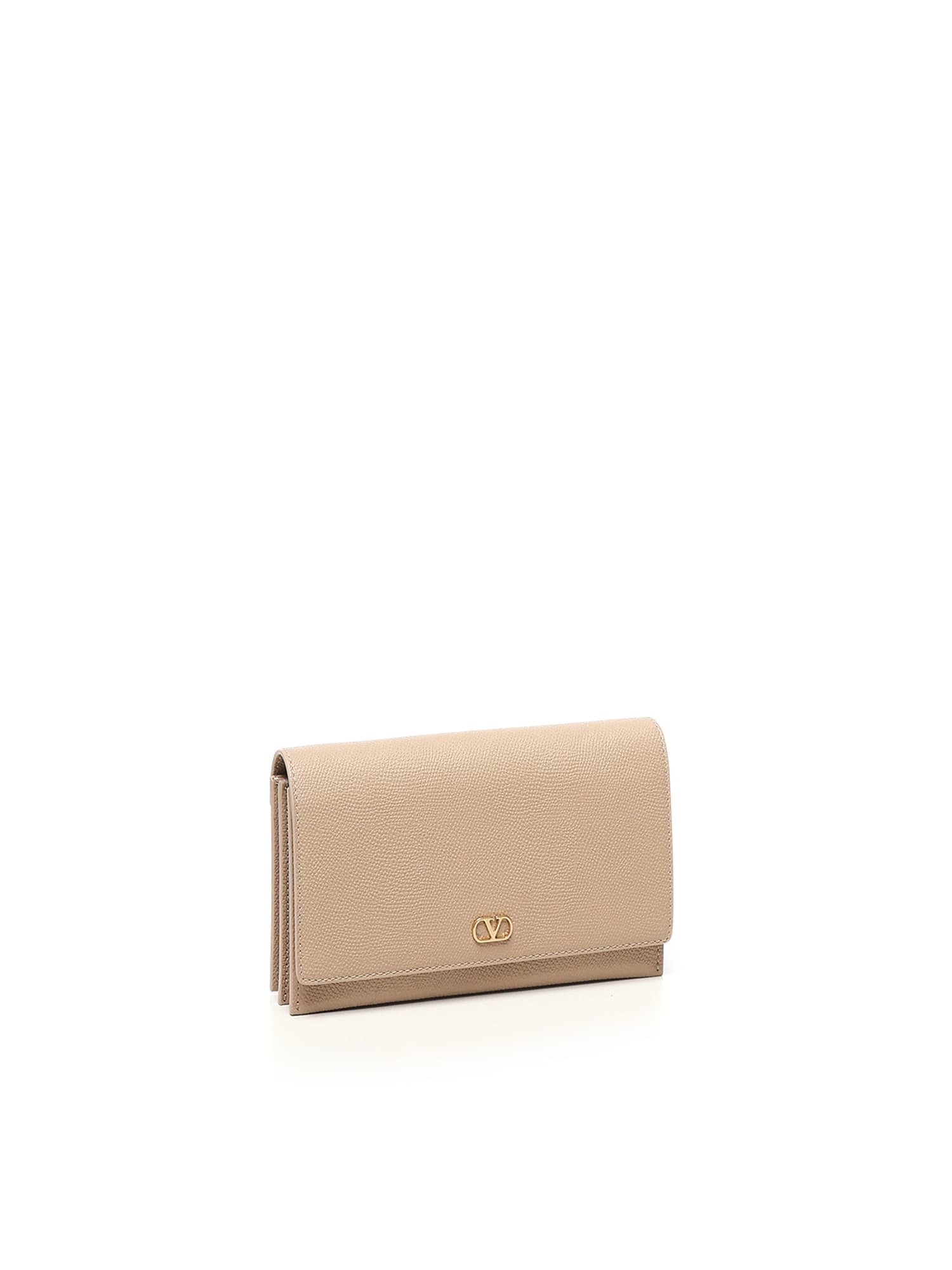 Valentino Garavani Vlogo Leather Wallet With Chain - Rose Sand - Image 2