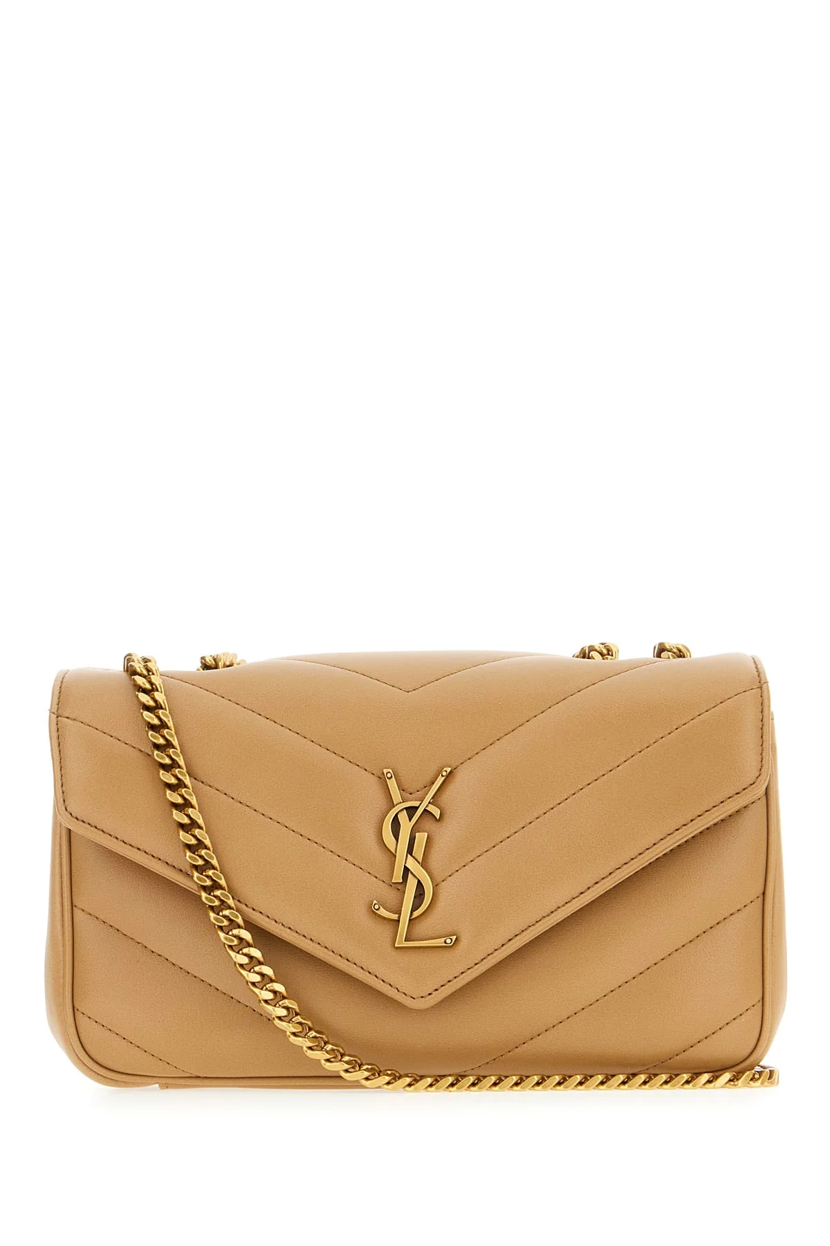 Saint Laurent Cappuccino Nappa Leather Small Loulou Shoulder Bag