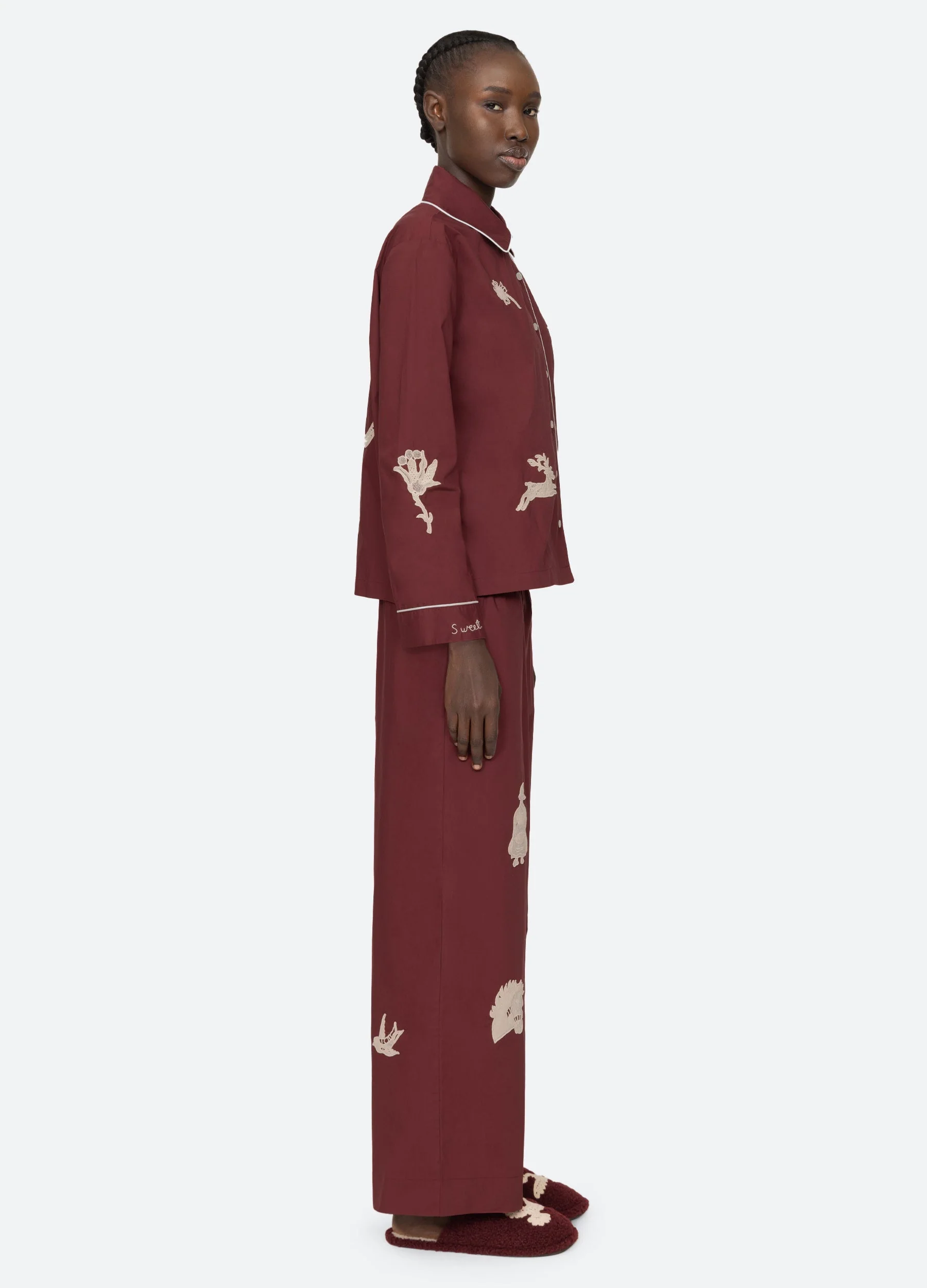 Sea NY Mika Pajama Set - Burgundy - Image 4