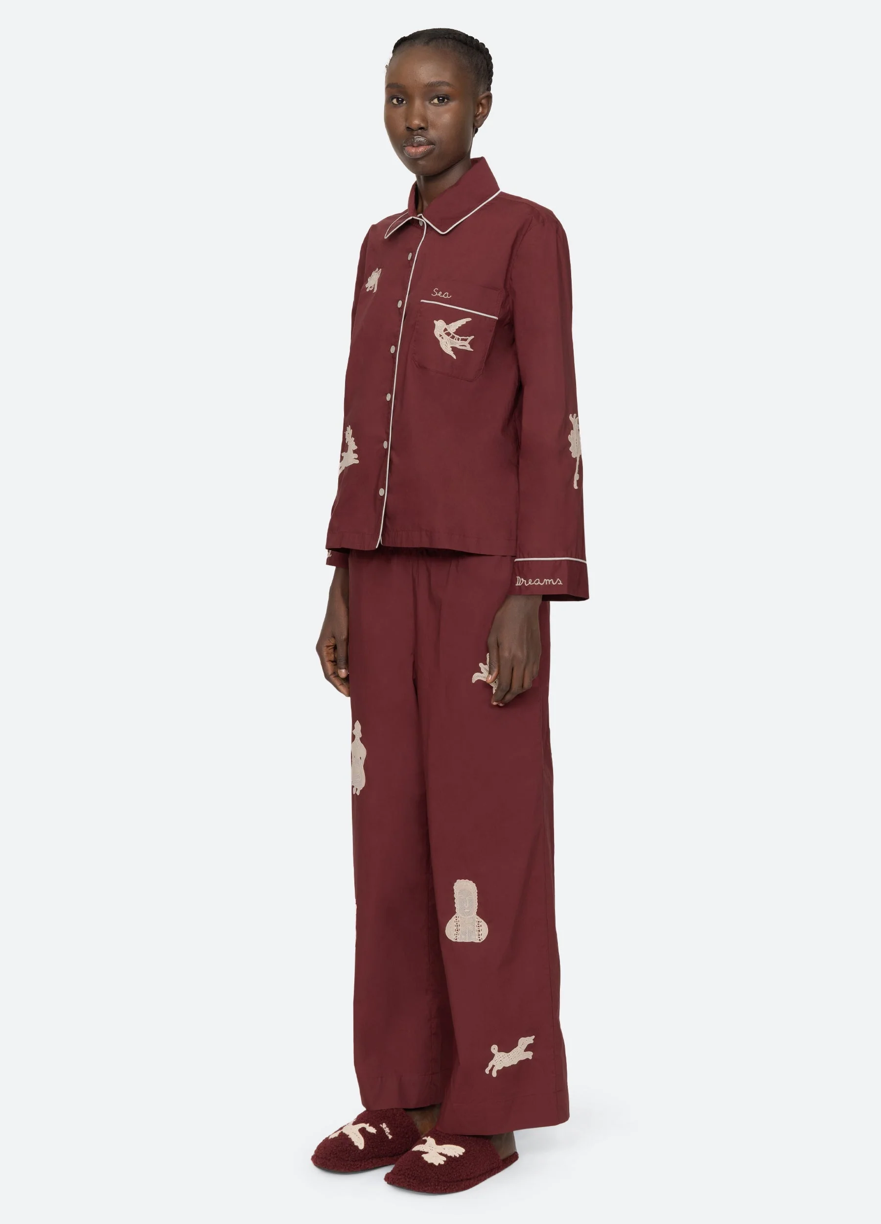 Sea NY Mika Pajama Set - Burgundy - Image 5