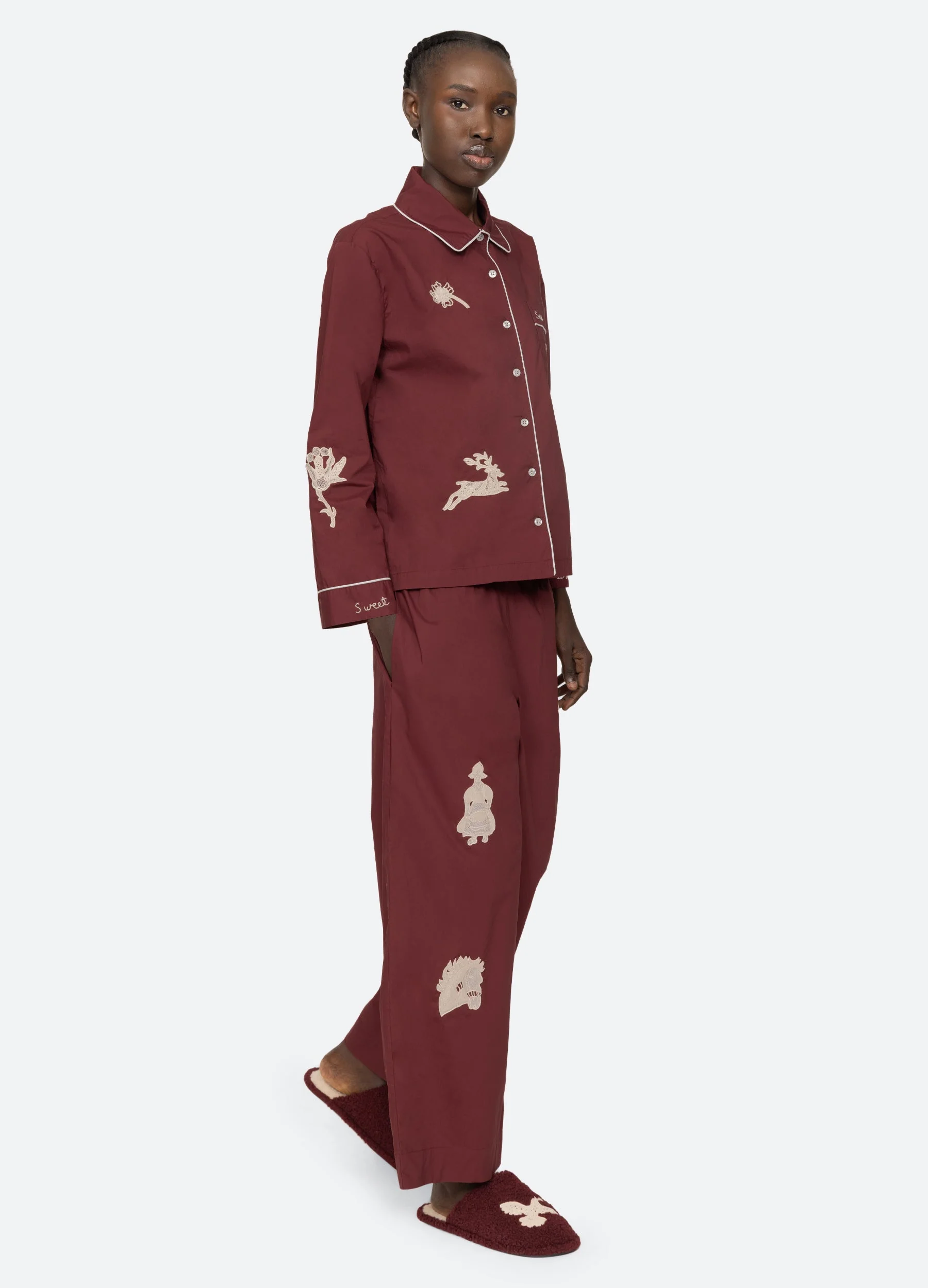 Sea NY Mika Pajama Set - Burgundy - Image 6