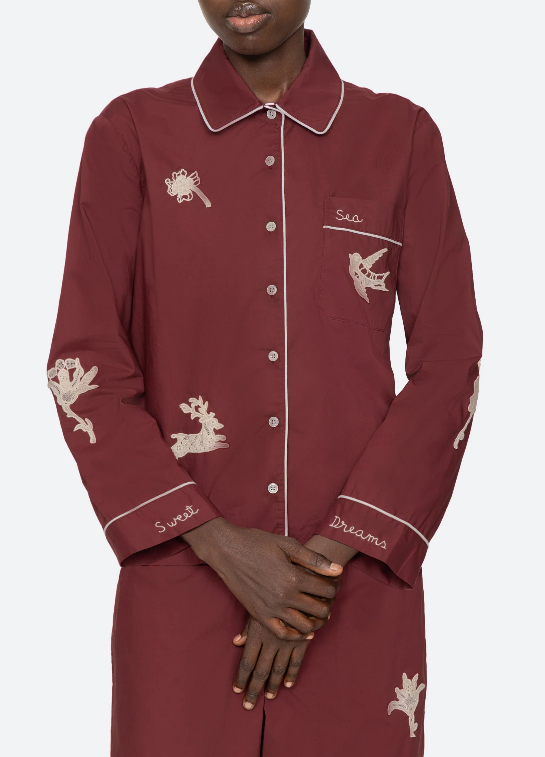 Sea NY Mika Pajama Set - Burgundy - Image 7