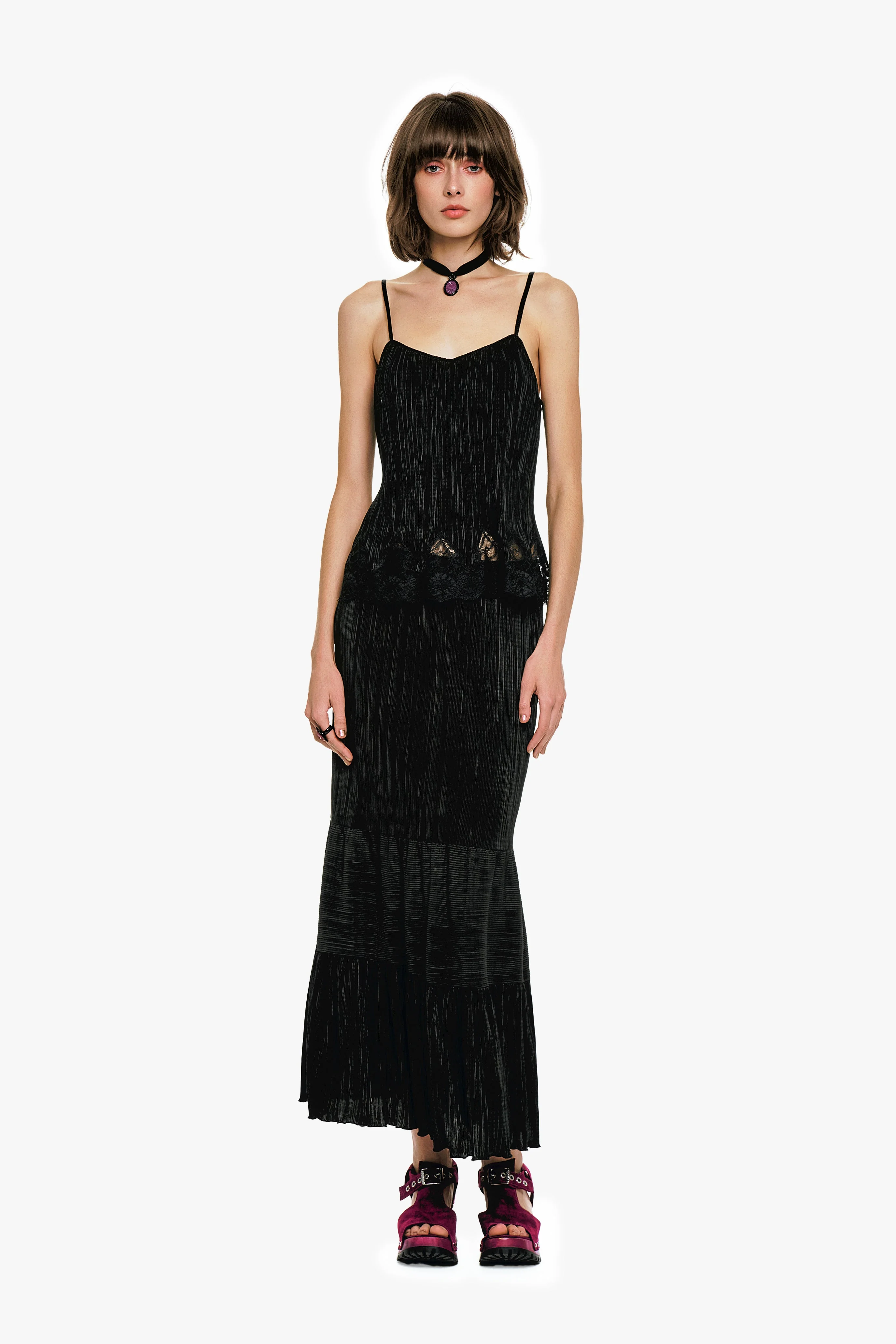 Anna Sui Plissé Tiered Maxi Skirt - Black - Image 3