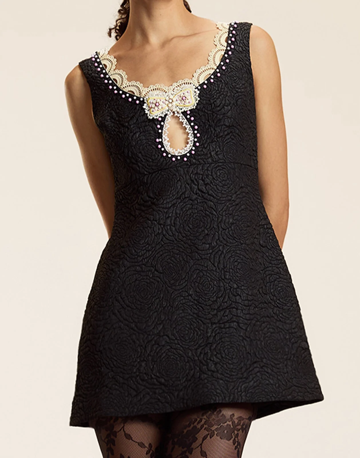 Cynthia Rowley Petit Four Lace Trim Dress - Black - Image 5