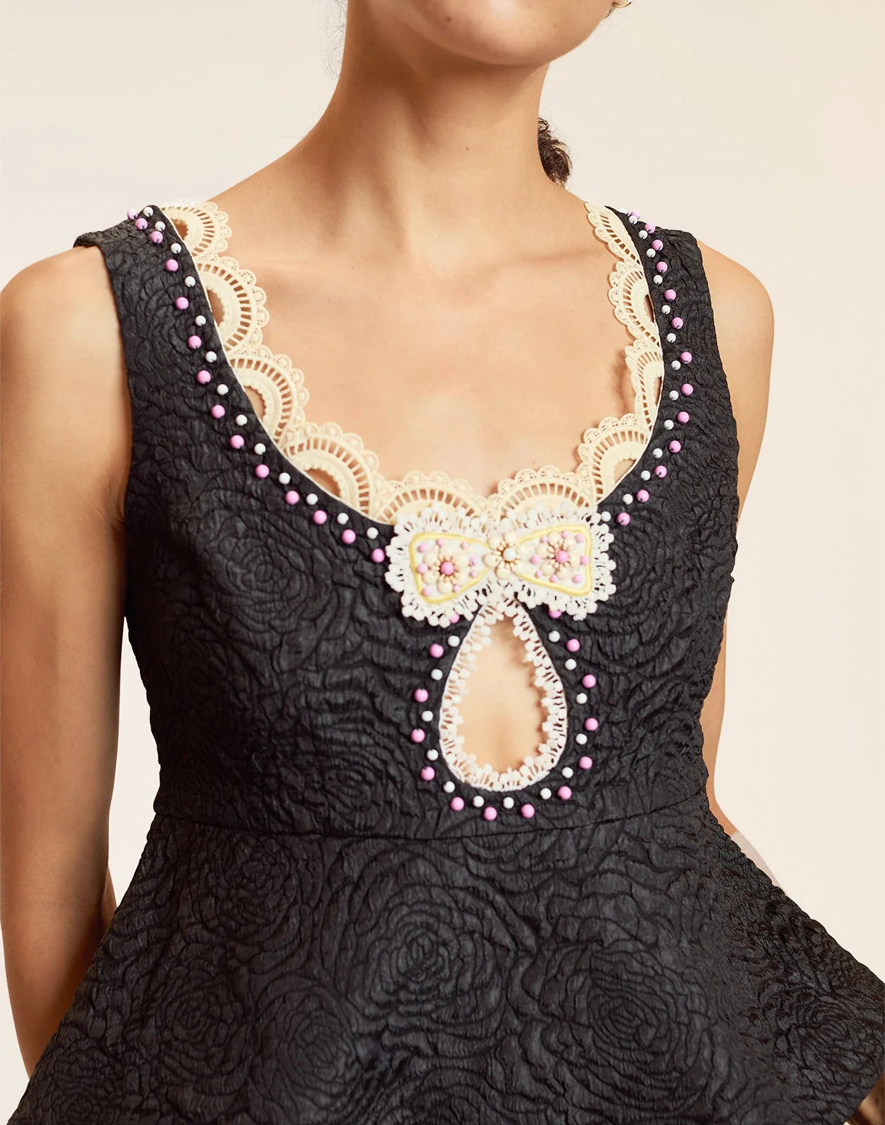 Cynthia Rowley Petit Four Lace Trim Top - Black - Image 5