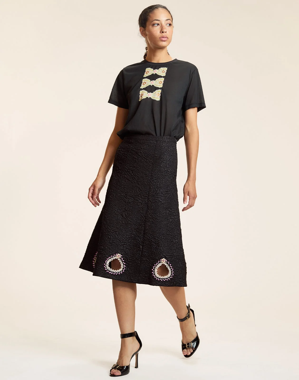 Cynthia Rowley Petit Four Midi Skirt - Black - Image 2