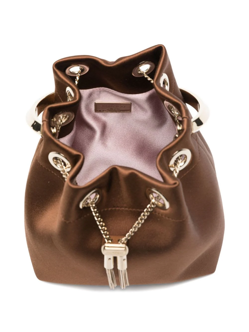 JIMMY CHOO Bon Bon Leather Bucket Bag - Brown - Image 4