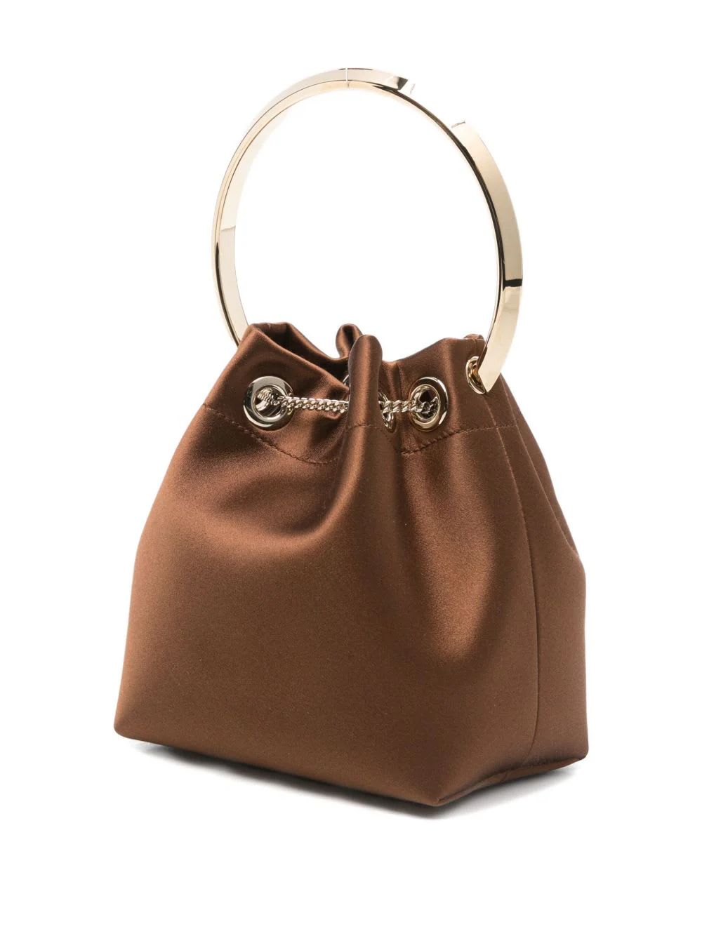 JIMMY CHOO Bon Bon Leather Bucket Bag - Brown - Image 5
