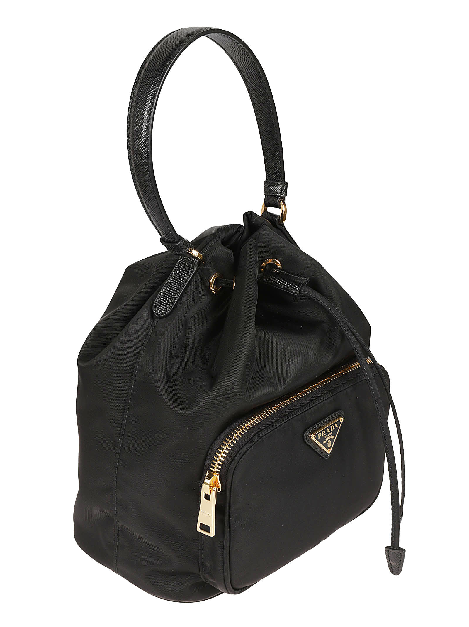 Prada Logo Plaque Bucket Bag - Nero - Image 3
