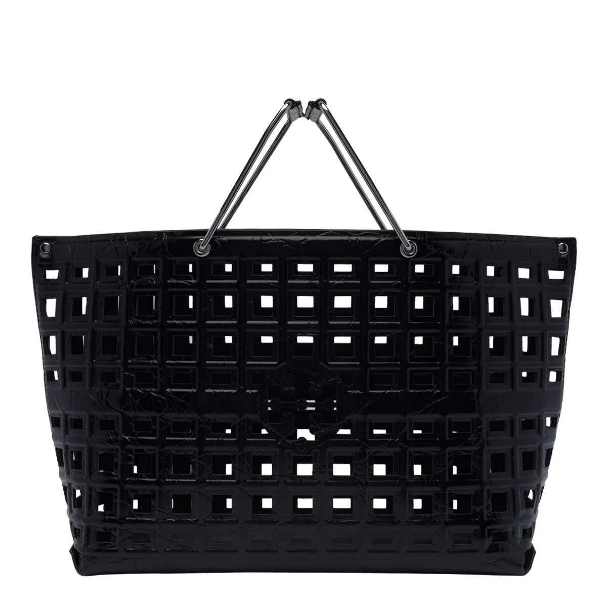 Tory Burch Croco Embossed Ella Market Handbag - Black