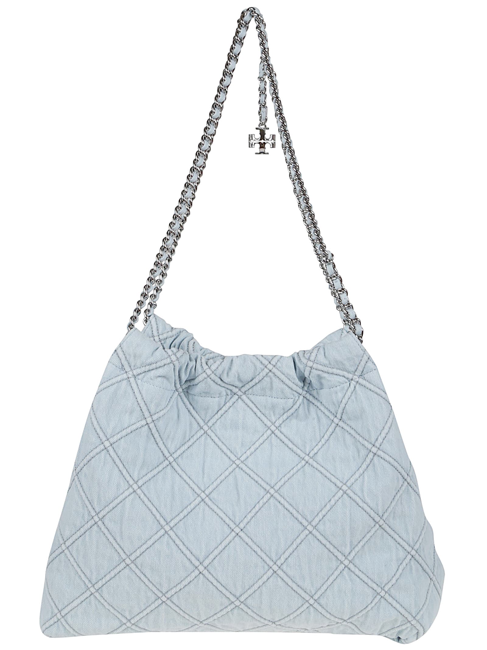 Tory Burch Fleming Denim Hobo Bag - Seltzer - Image 2