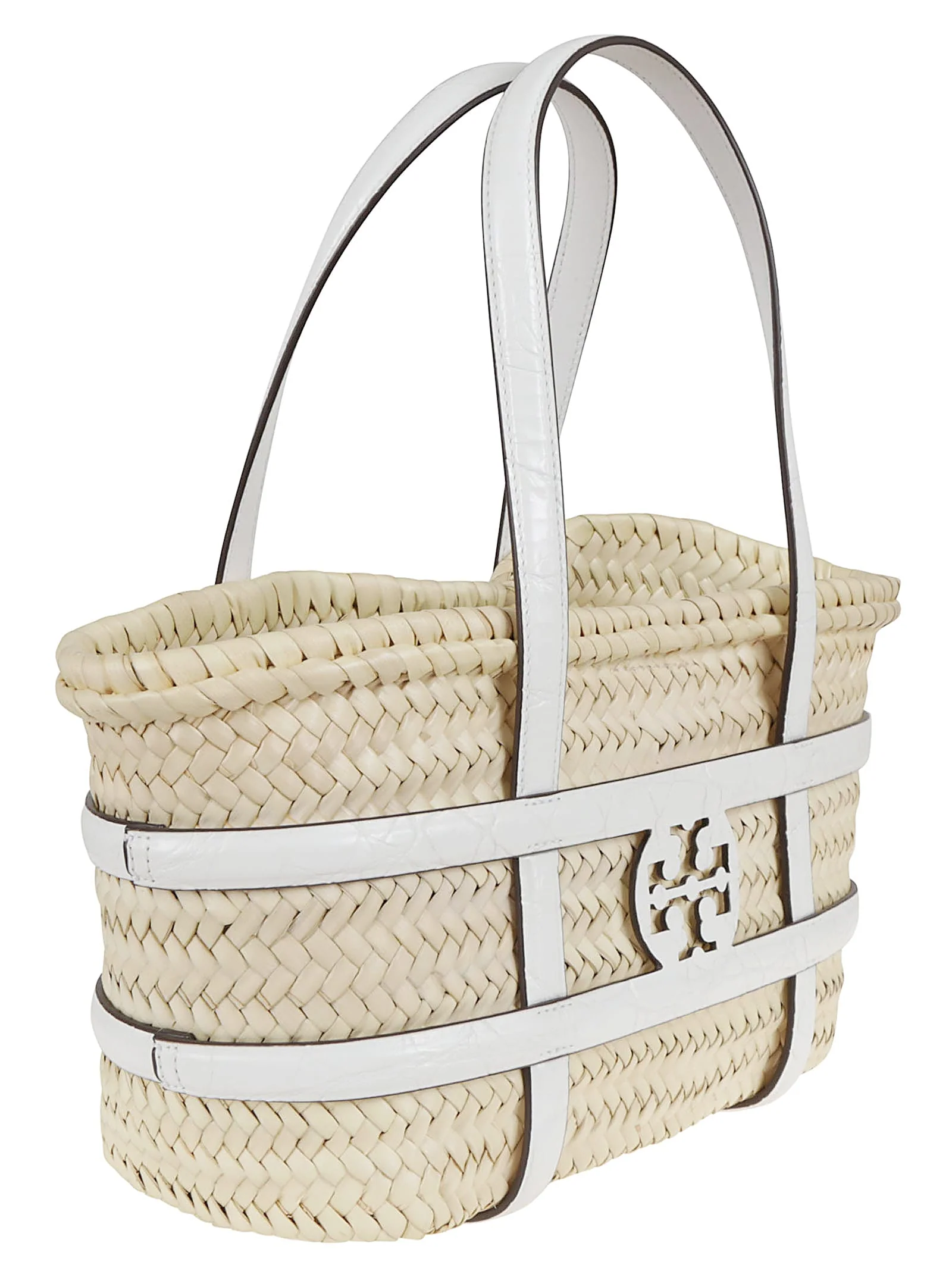 Tory Burch Ella Straw Small Basket Bag - Blanc - Image 3