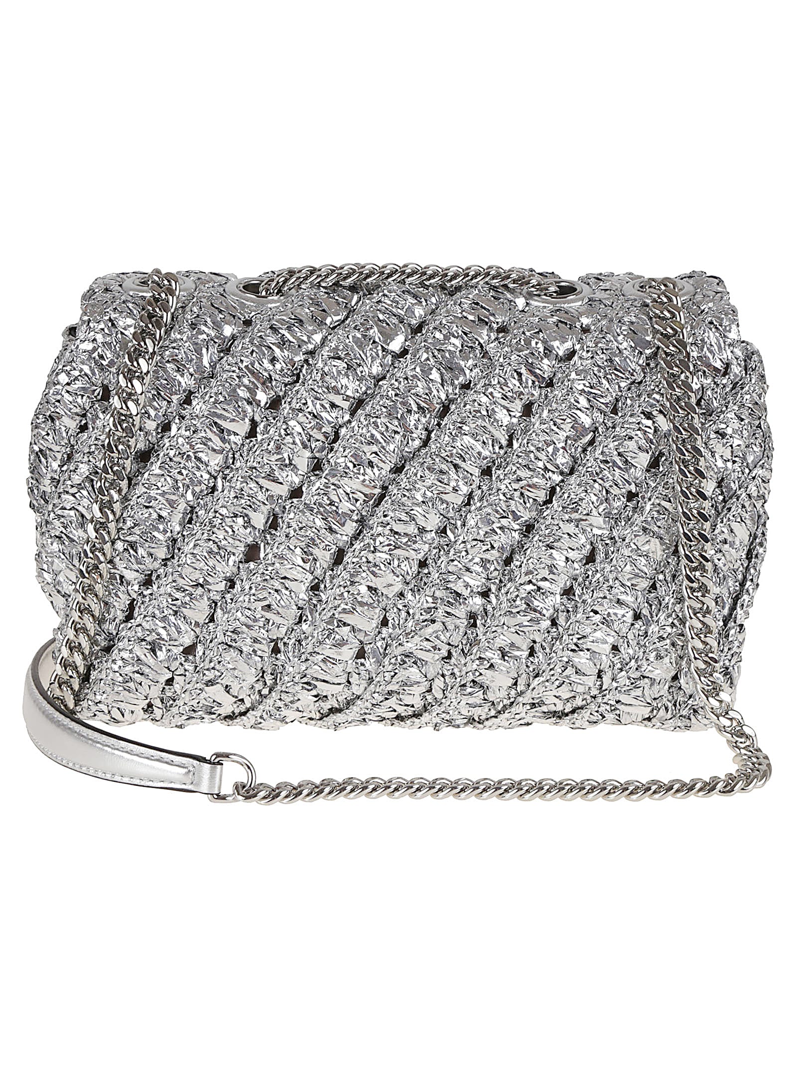 Tory Burch Kira Woven Small Convertible Shoulder Bag - Silver - Image 2
