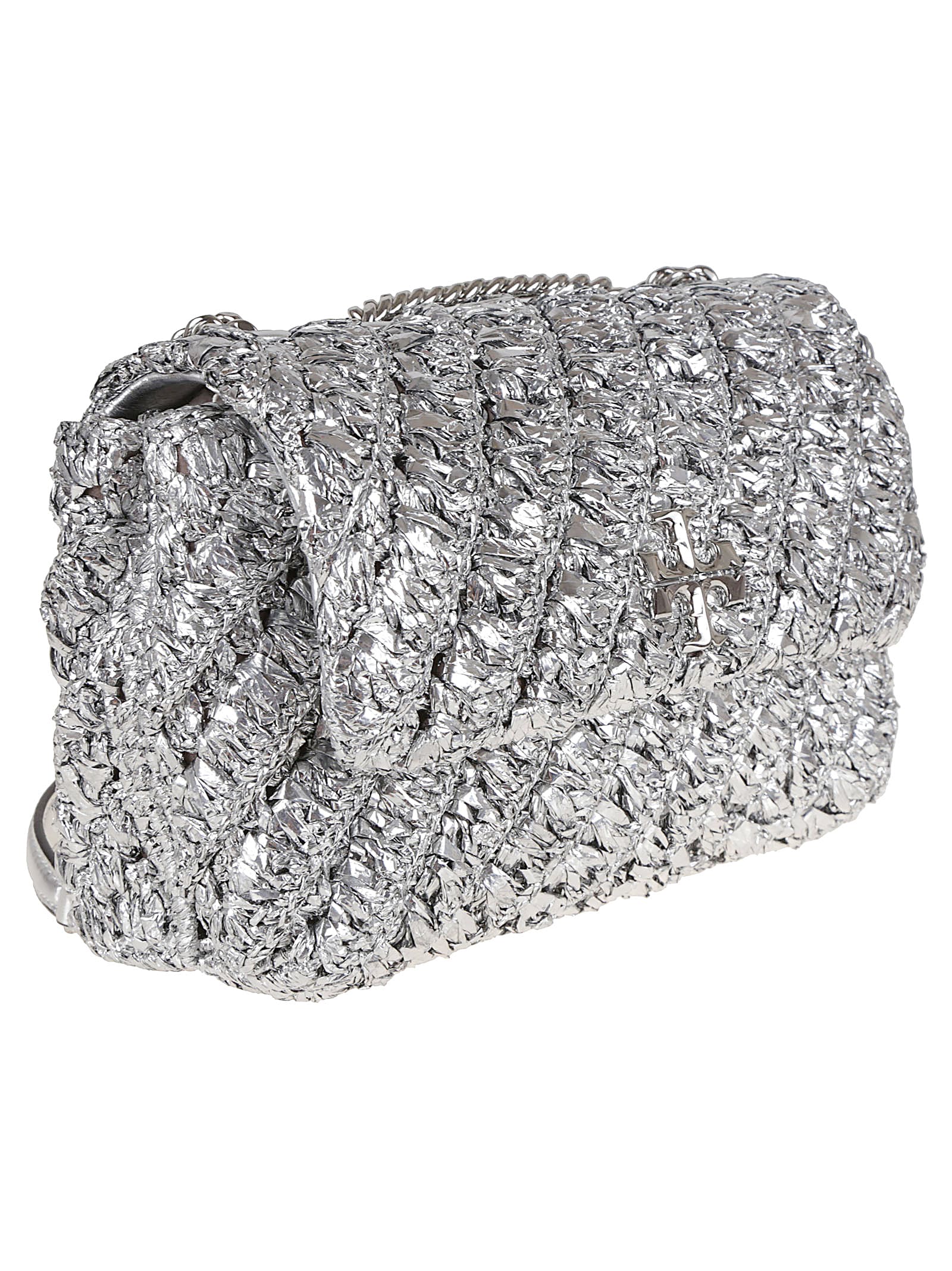 Tory Burch Kira Woven Small Convertible Shoulder Bag - Silver - Image 3