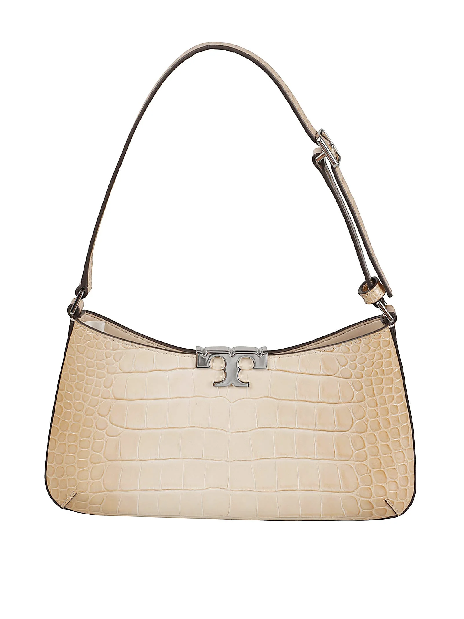 Tory Burch Eleanor Croc Embossed Slim Shoulder Bag - Pale Blush - Image 2
