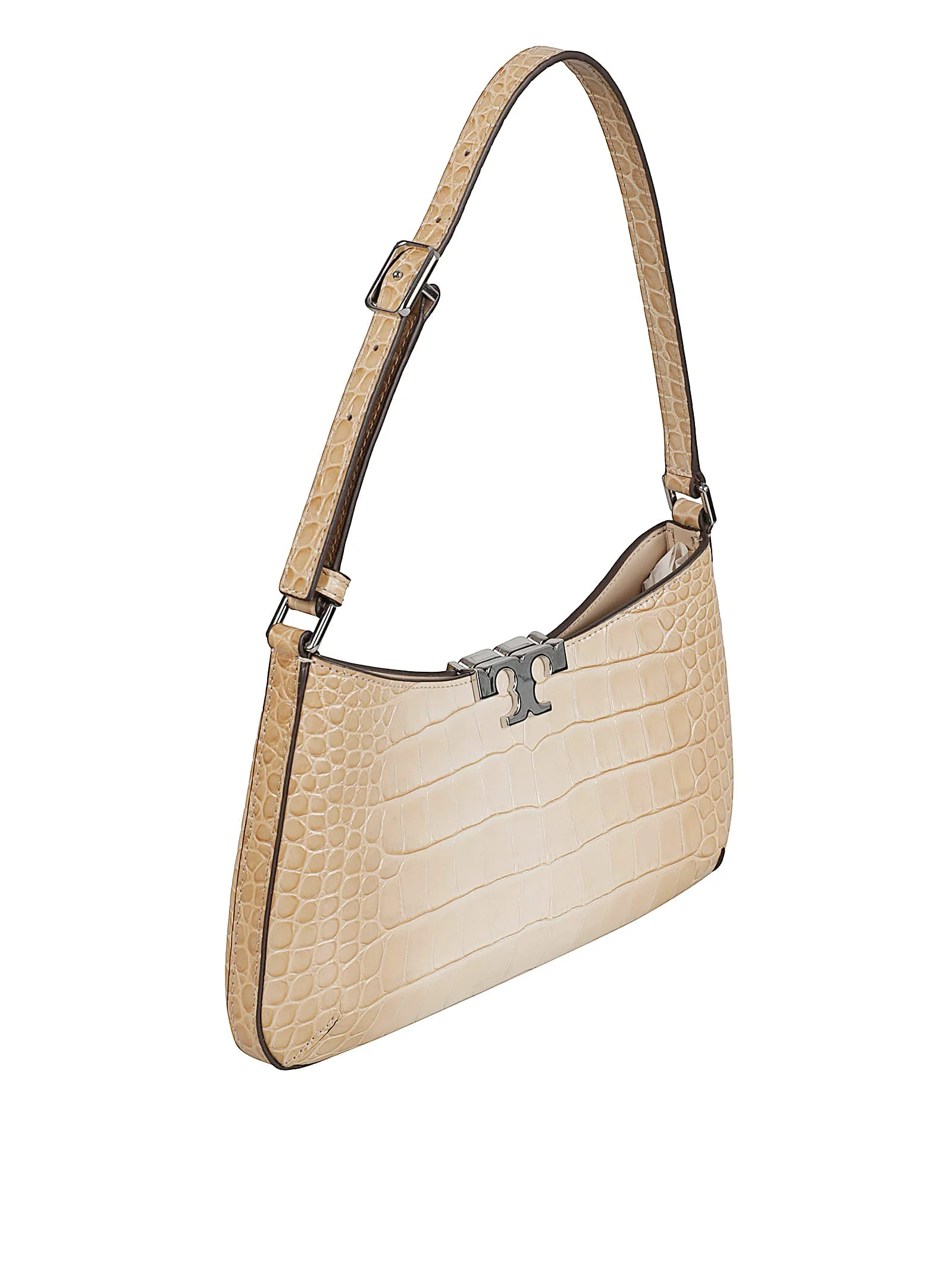 Tory Burch Eleanor Croc Embossed Slim Shoulder Bag - Pale Blush - Image 3