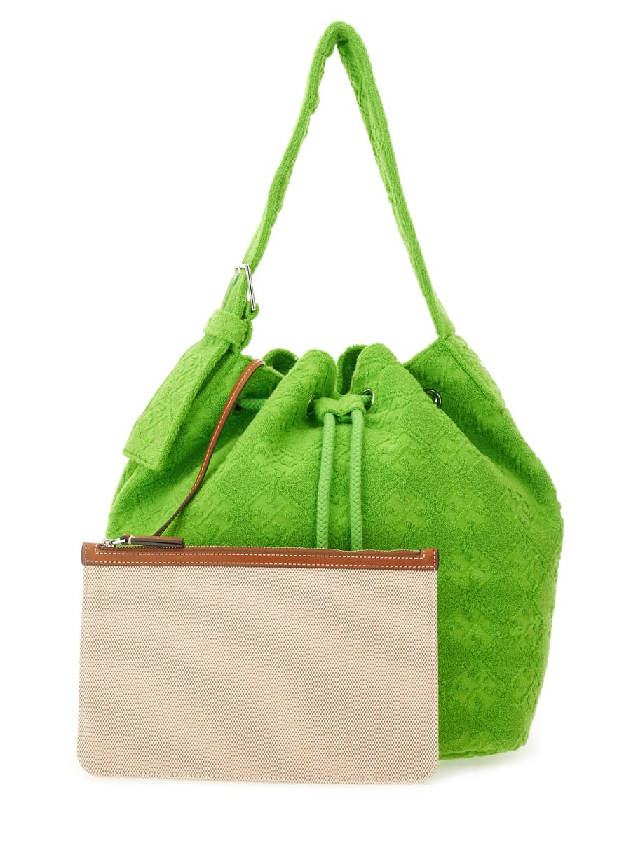 Tory Burch Oversized T Monogram Bucket Bag - Green - Image 3