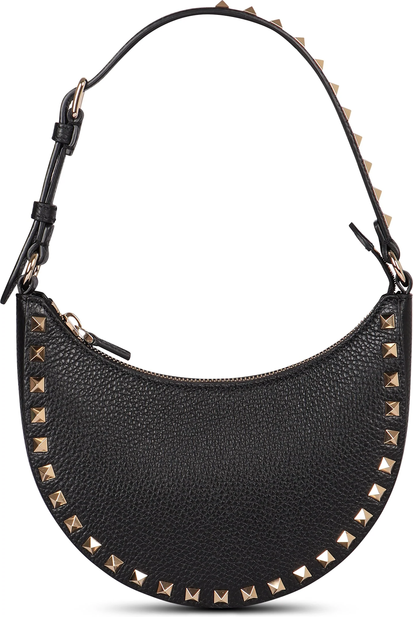 Valentino Garavani Rockstud Mini Leather Hobo Bag - Black - Image 2