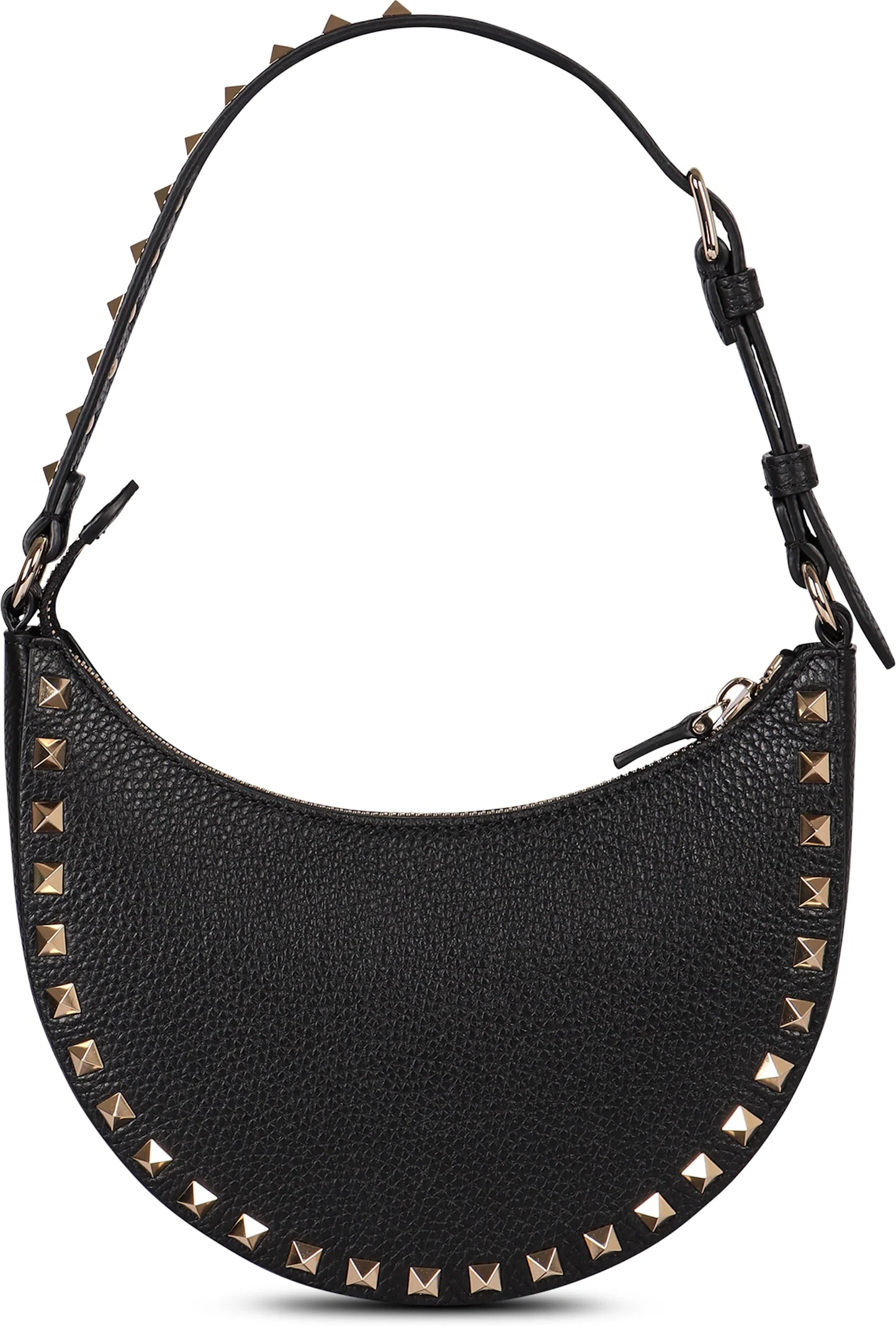 Valentino Garavani Rockstud Mini Leather Hobo Bag - Black - Image 4