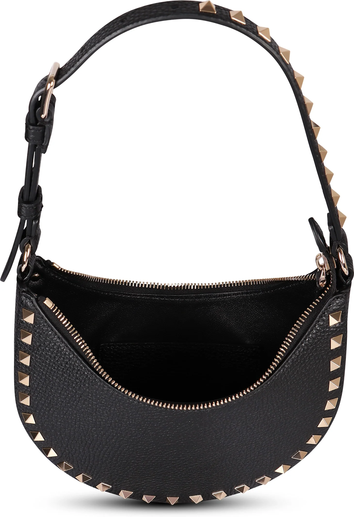 Valentino Garavani Rockstud Mini Leather Hobo Bag - Black - Image 5