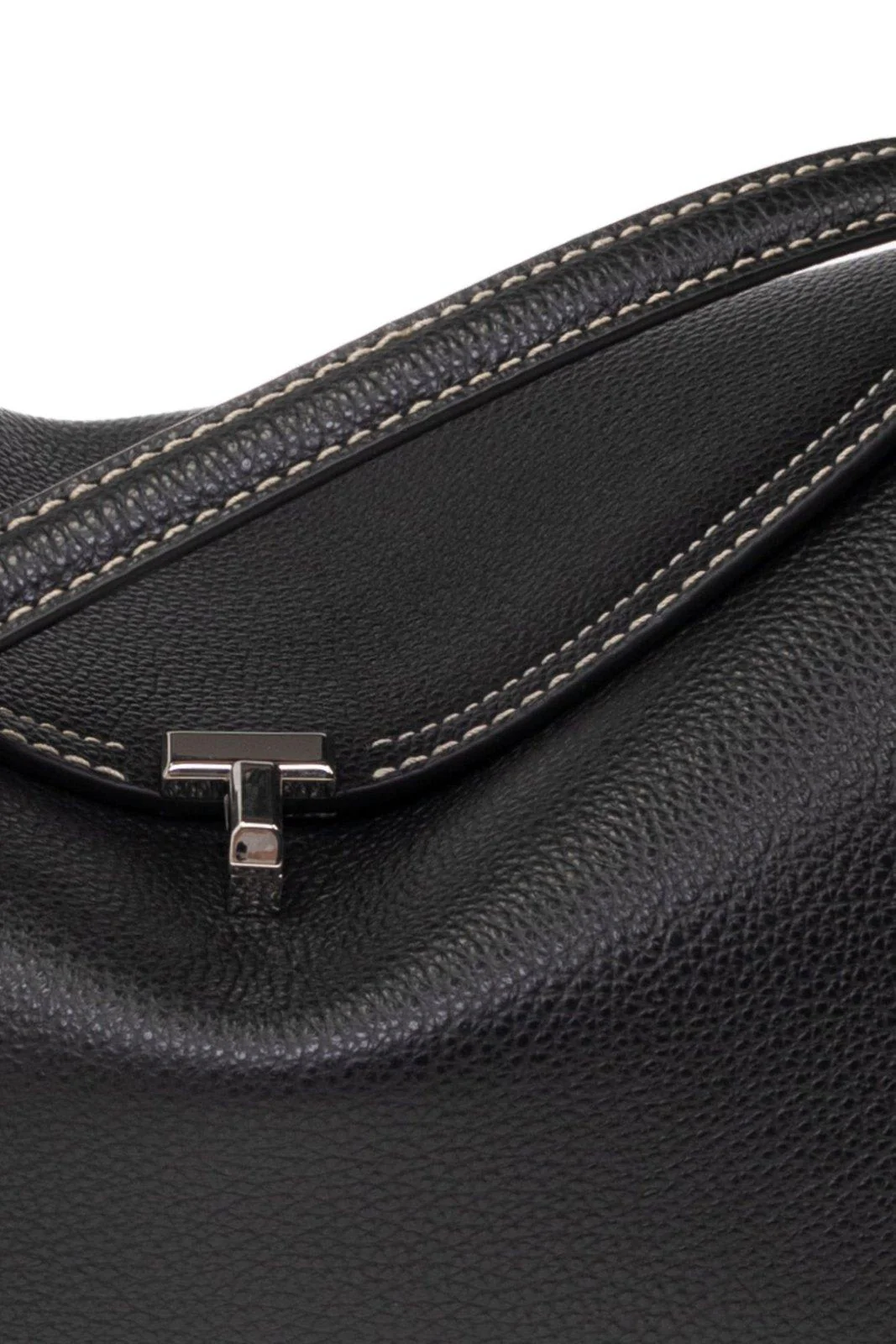 Totême Logo Plaque Foldover Top Handle Bag - Black - Image 5