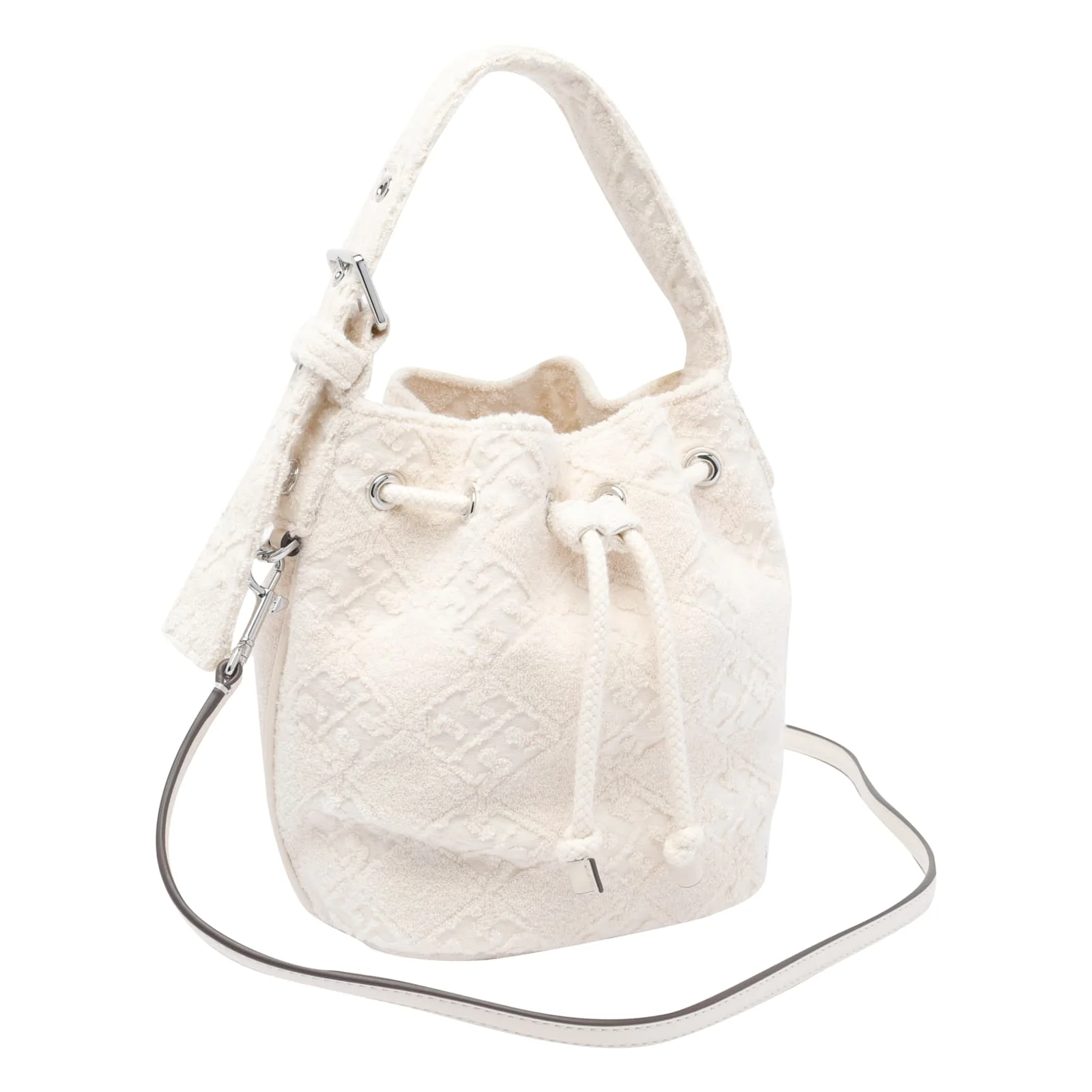 Tory Burch T Monogram Terry Mini Bucket Bag - White - Image 2