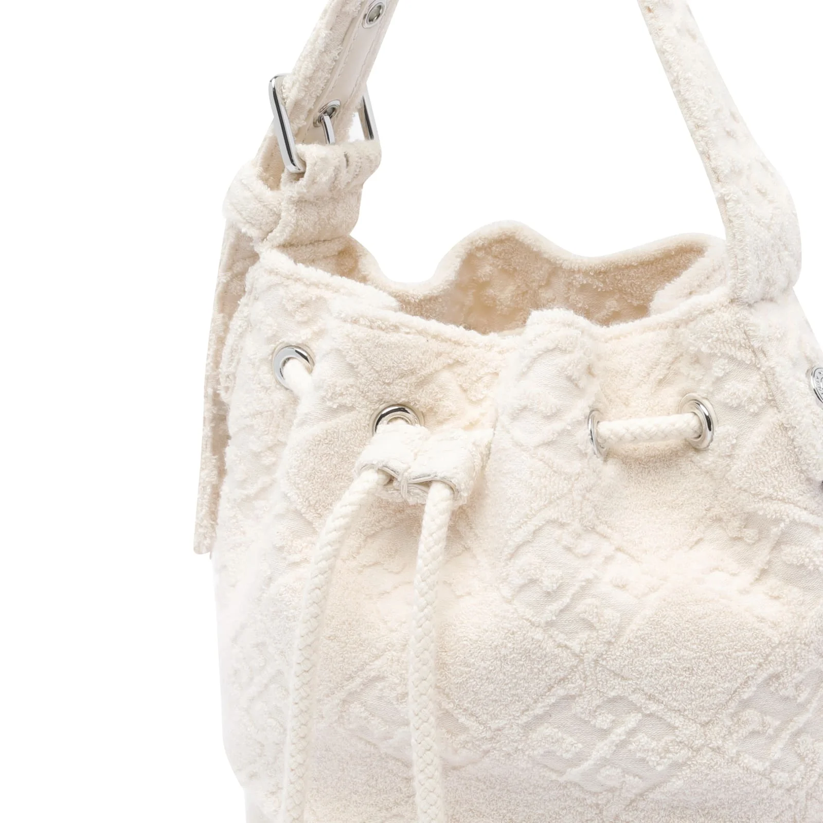 Tory Burch T Monogram Terry Mini Bucket Bag - White - Image 4