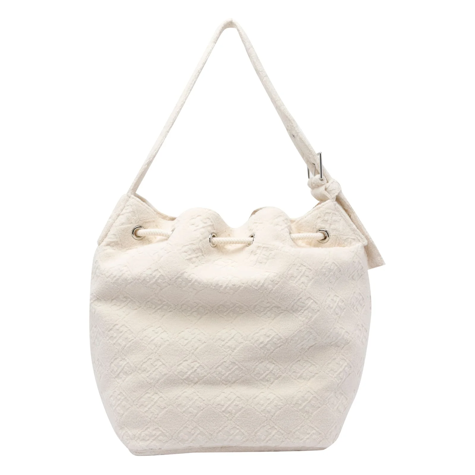 Tory Burch T Monogram Terry Bucket Bag - White - Image 3