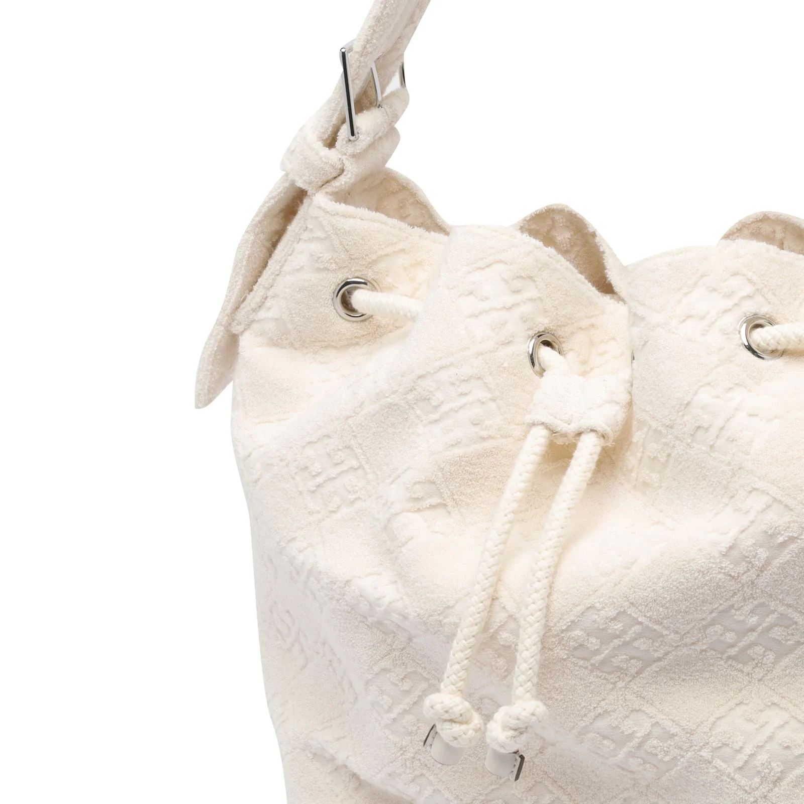 Tory Burch T Monogram Terry Bucket Bag - White - Image 4