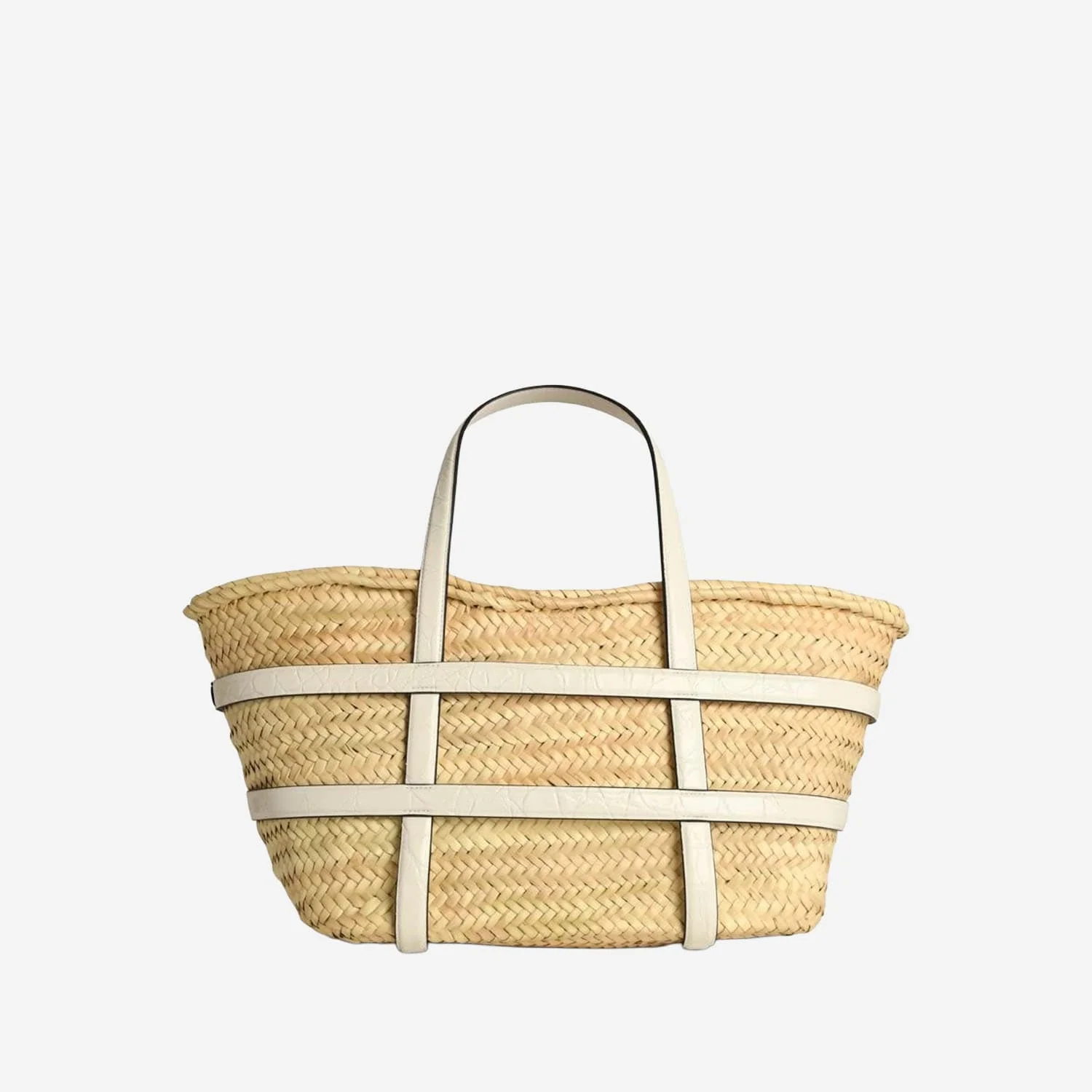 Tory Burch Ella Basket Straw Shopping Bag - White - Image 3