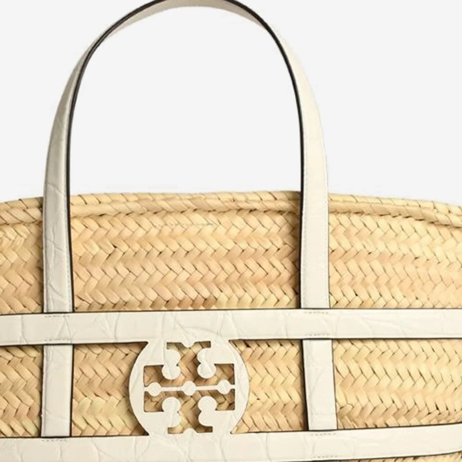 Tory Burch Ella Basket Straw Shopping Bag - White - Image 4