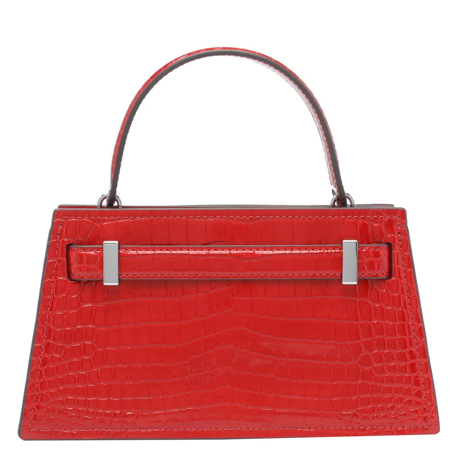 Tory Burch Small Lee Radziwill Croc Handbag - Red - Image 3