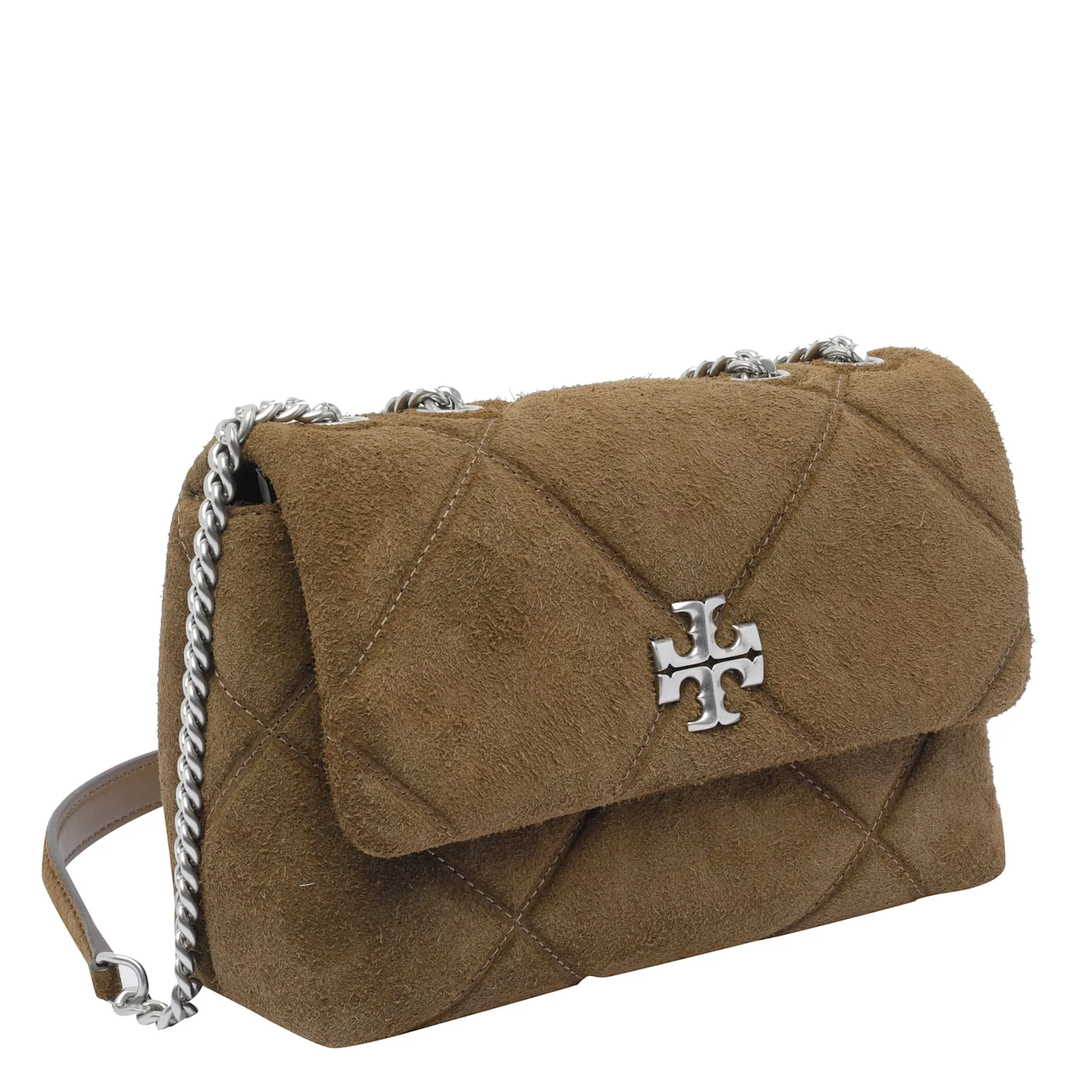 Tory Burch Small Kira Diamond Quilted Convertible Suede Shoulder Bag - Green - Image 2