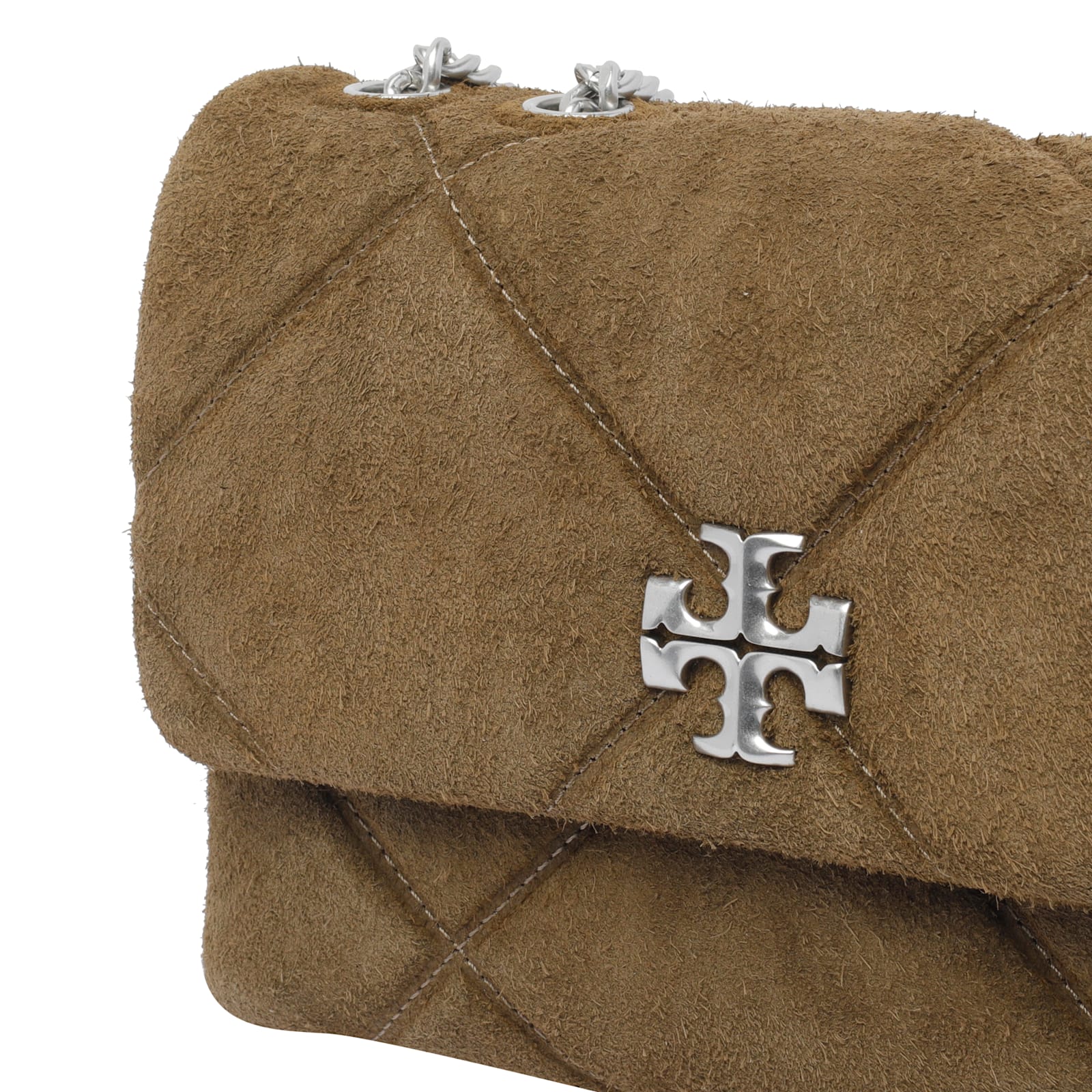 Tory Burch Small Kira Diamond Quilted Convertible Suede Shoulder Bag - Green - Image 4