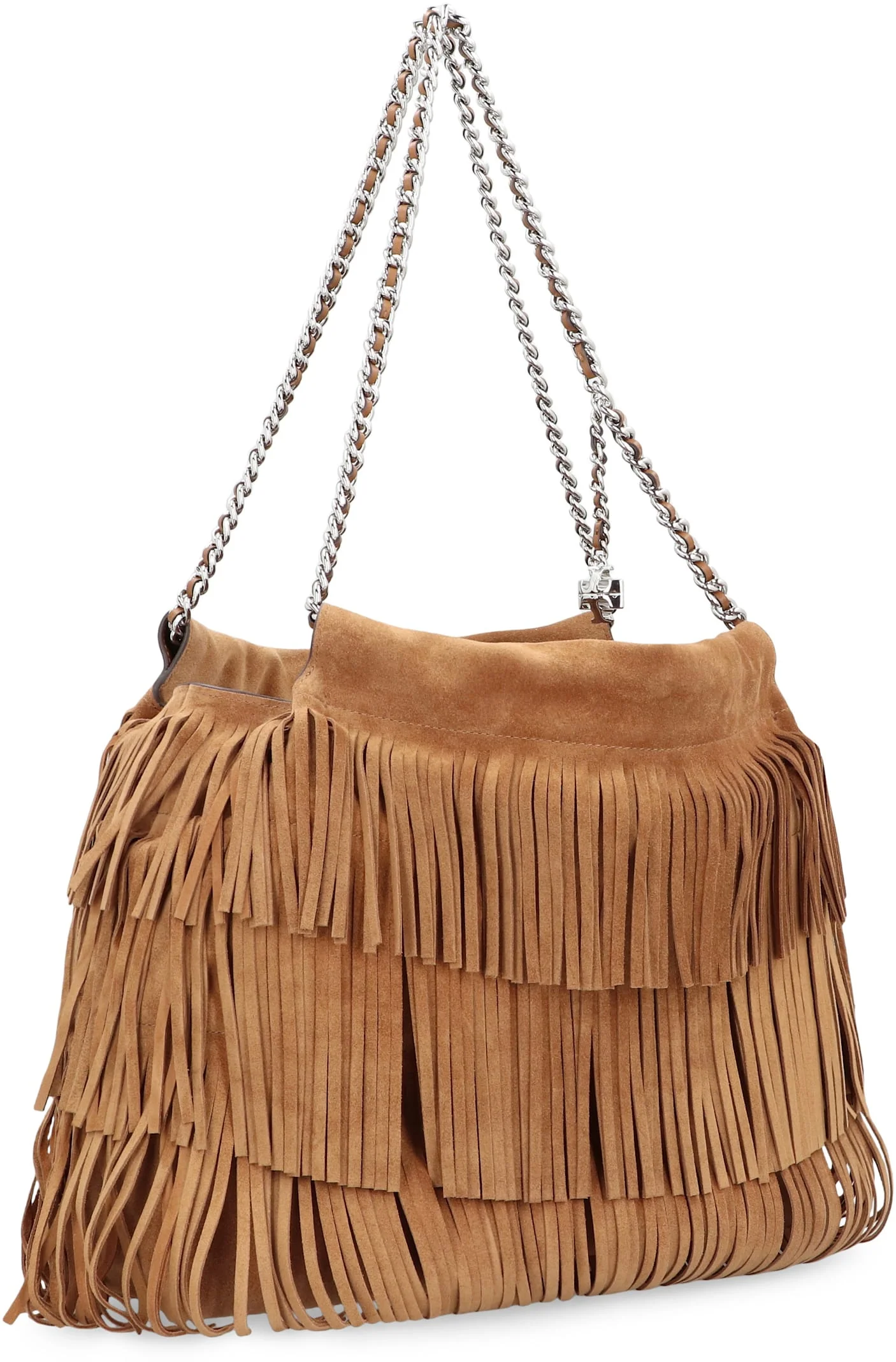 Tory Burch Fleming In Suede With Fringes Hobo Bag - Brown - Image 3