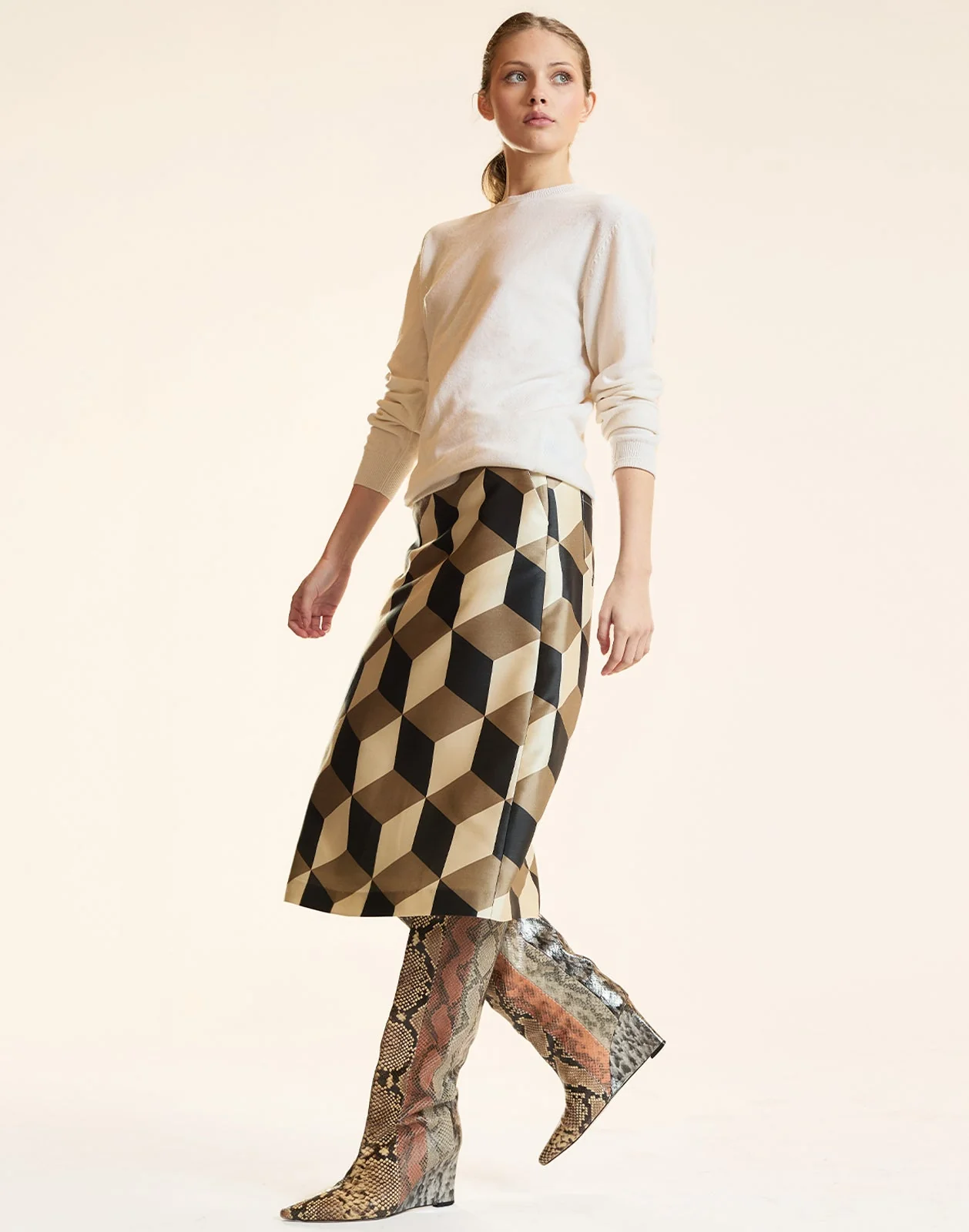 Cynthia Rowley Silk Wool Midi Skirt - GEOBLCA - Image 2