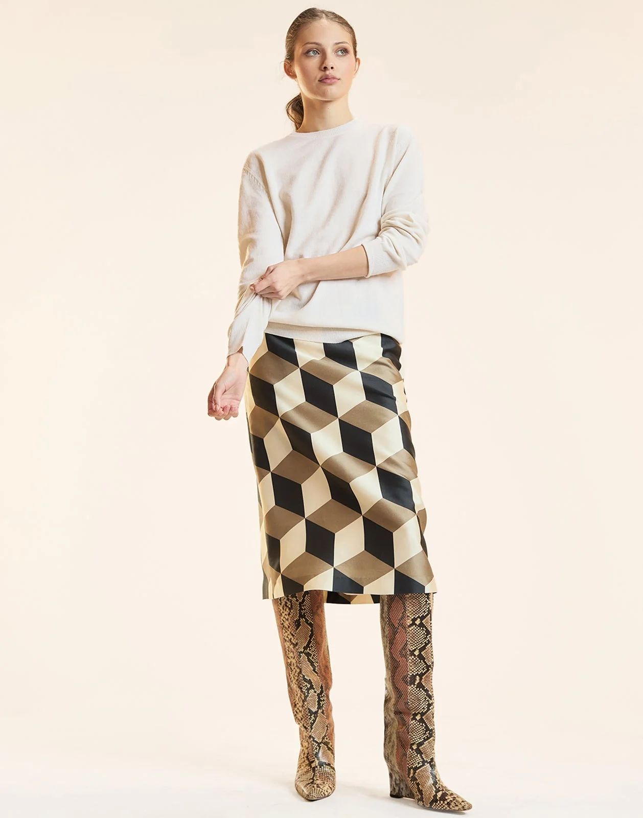 Cynthia Rowley Silk Wool Midi Skirt - GEOBLCA - Image 4