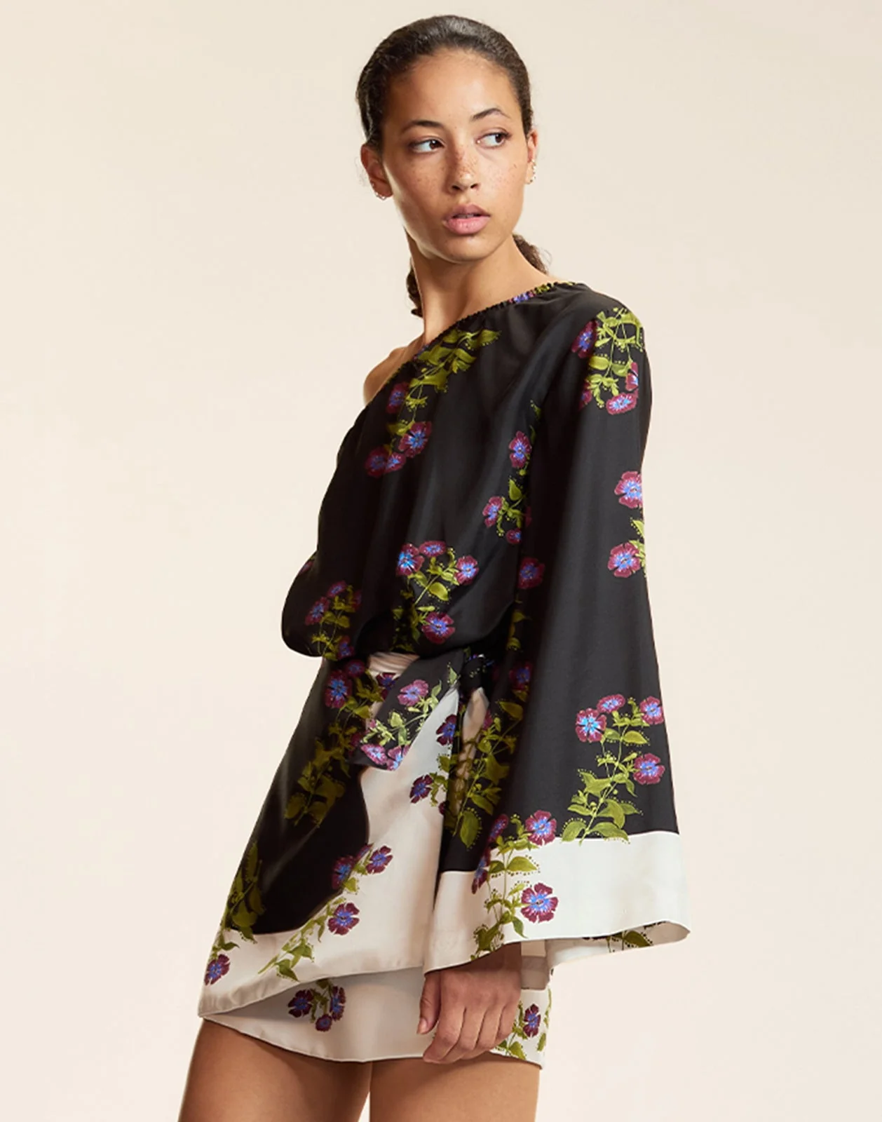 Cynthia Rowley Bon Voyage Silk Dress - BLKFL - Image 2