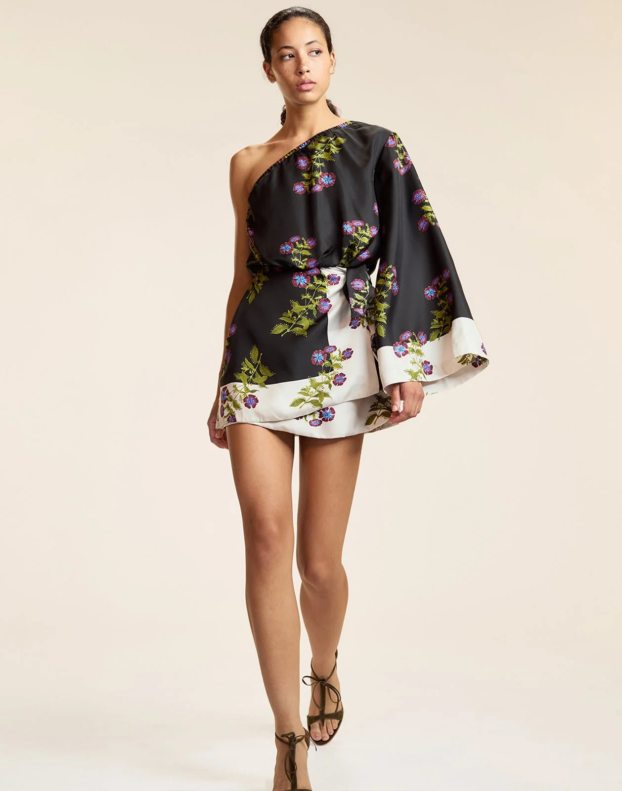 Cynthia Rowley Bon Voyage Silk Dress - BLKFL - Image 4