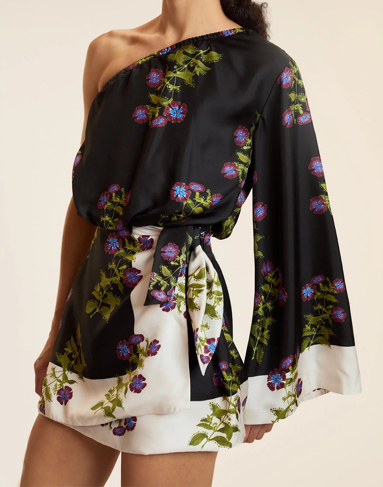Cynthia Rowley Bon Voyage Silk Dress - BLKFL - Image 6