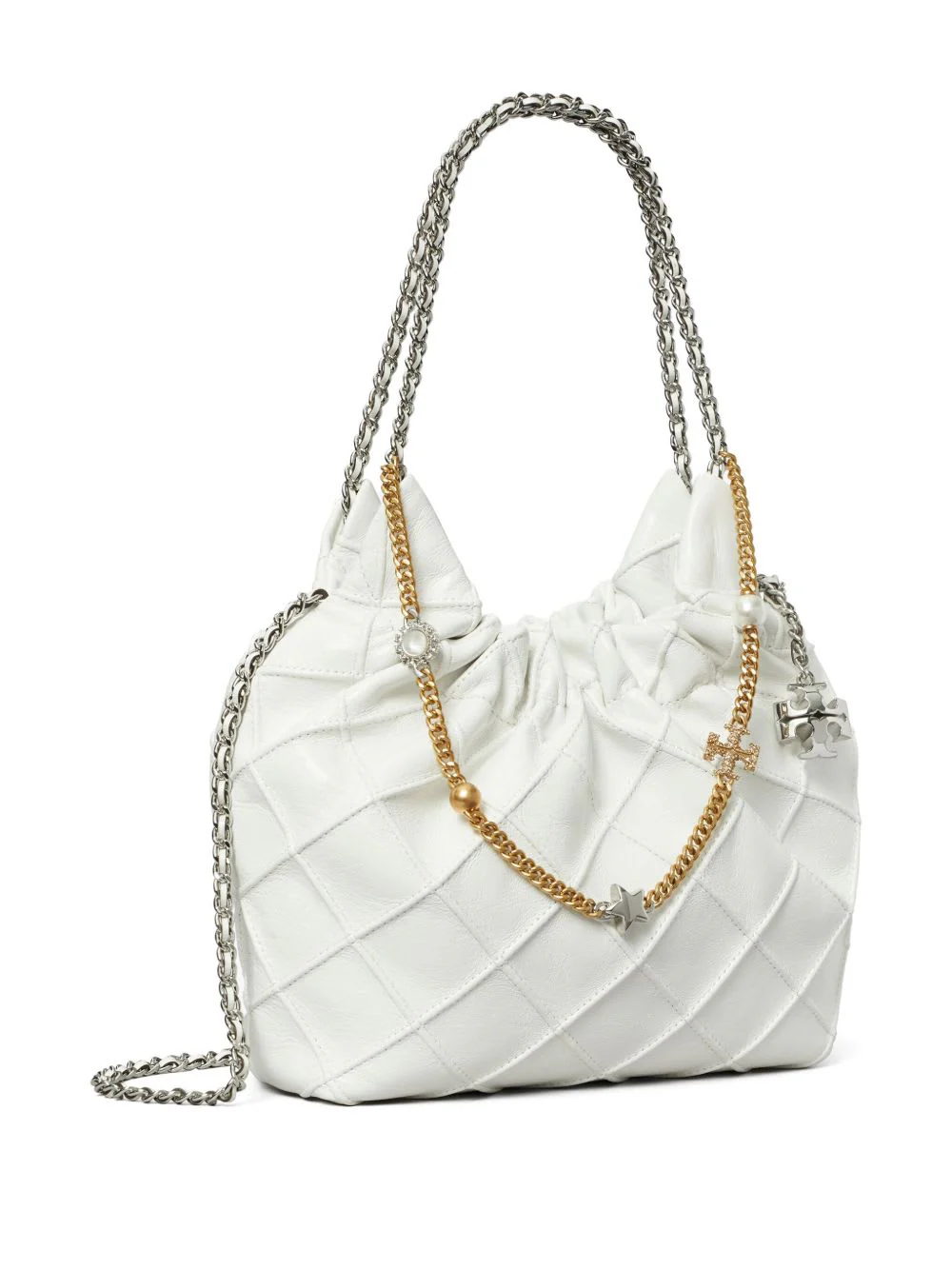 Tory Burch Fleming Mini Leather Hobo Bag - White - Image 3