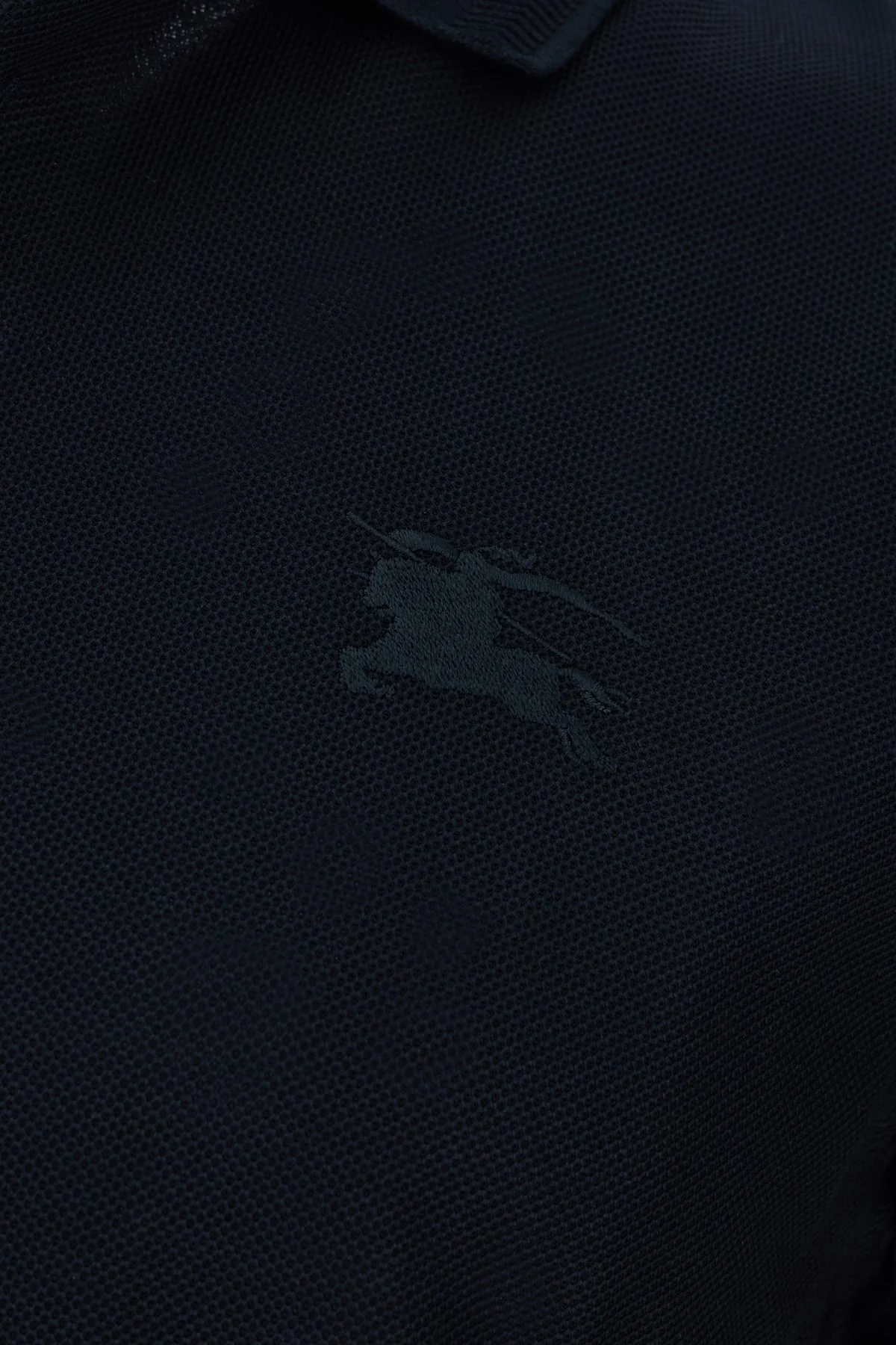 Burberry Navy Blue Piquet Polo Shirt - Image 3