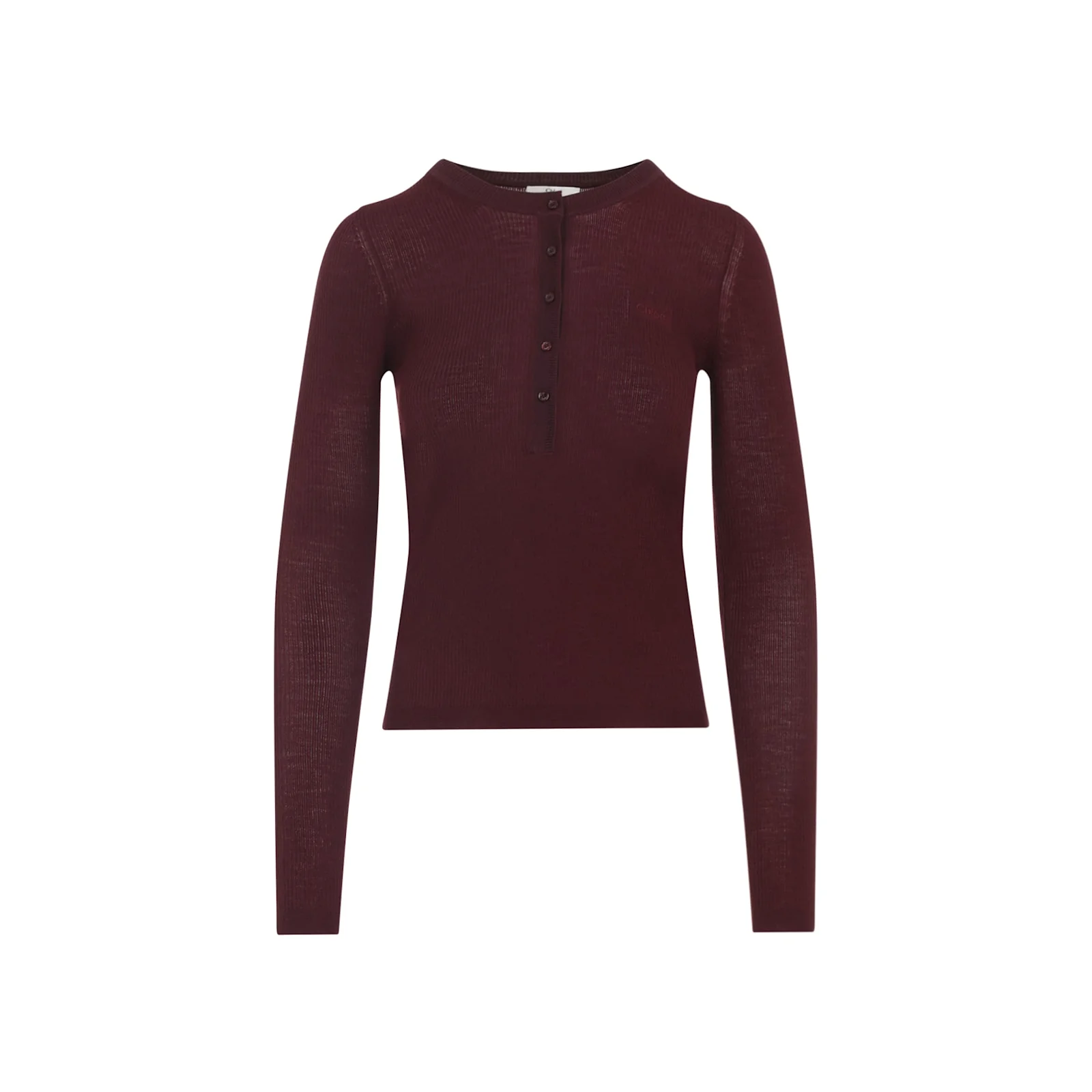 Chloé Wool and Silk Pullover - Burgundy - Image 2