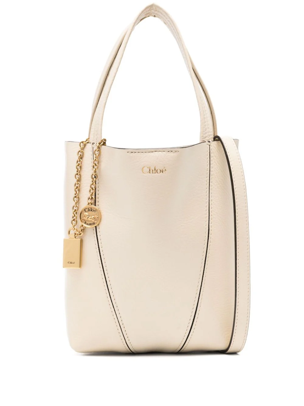 Chloé Spin Small Leather Tote - Beige