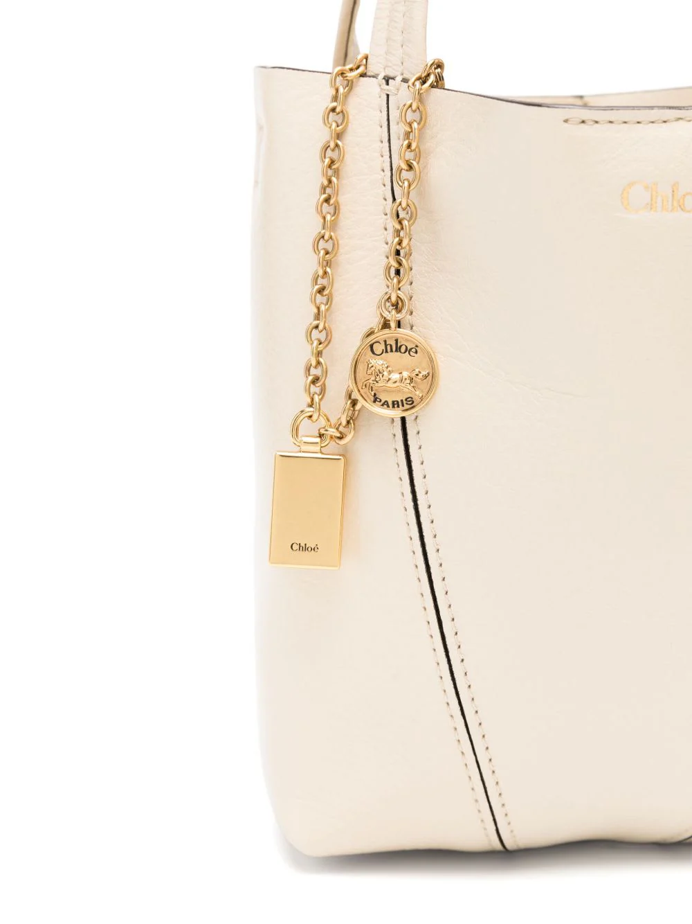 Chloé Spin Small Leather Tote - Beige - Image 3